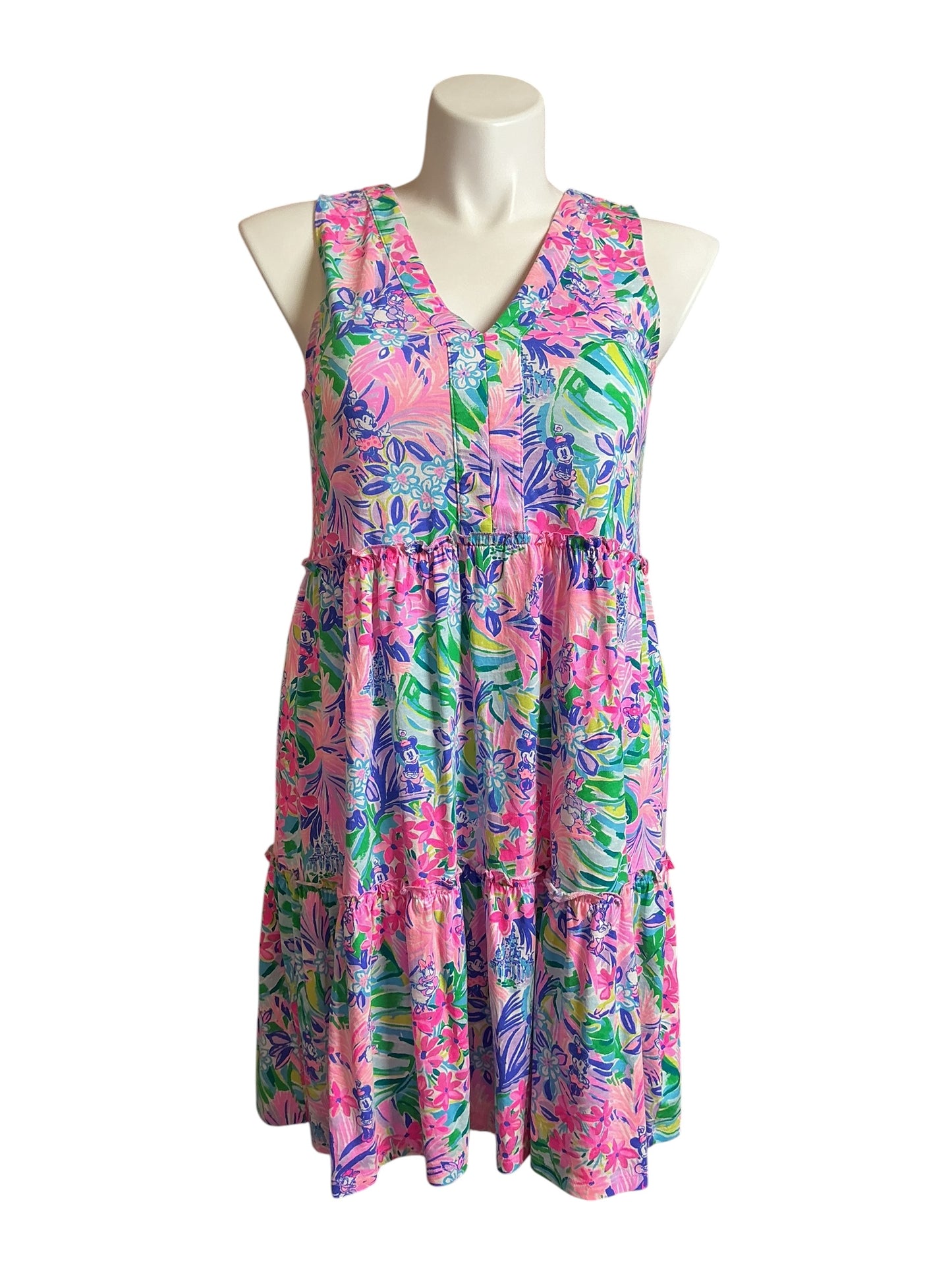 Lilly Pulitzer V-Neck Dress Multi Disney Dreamin - Size M
