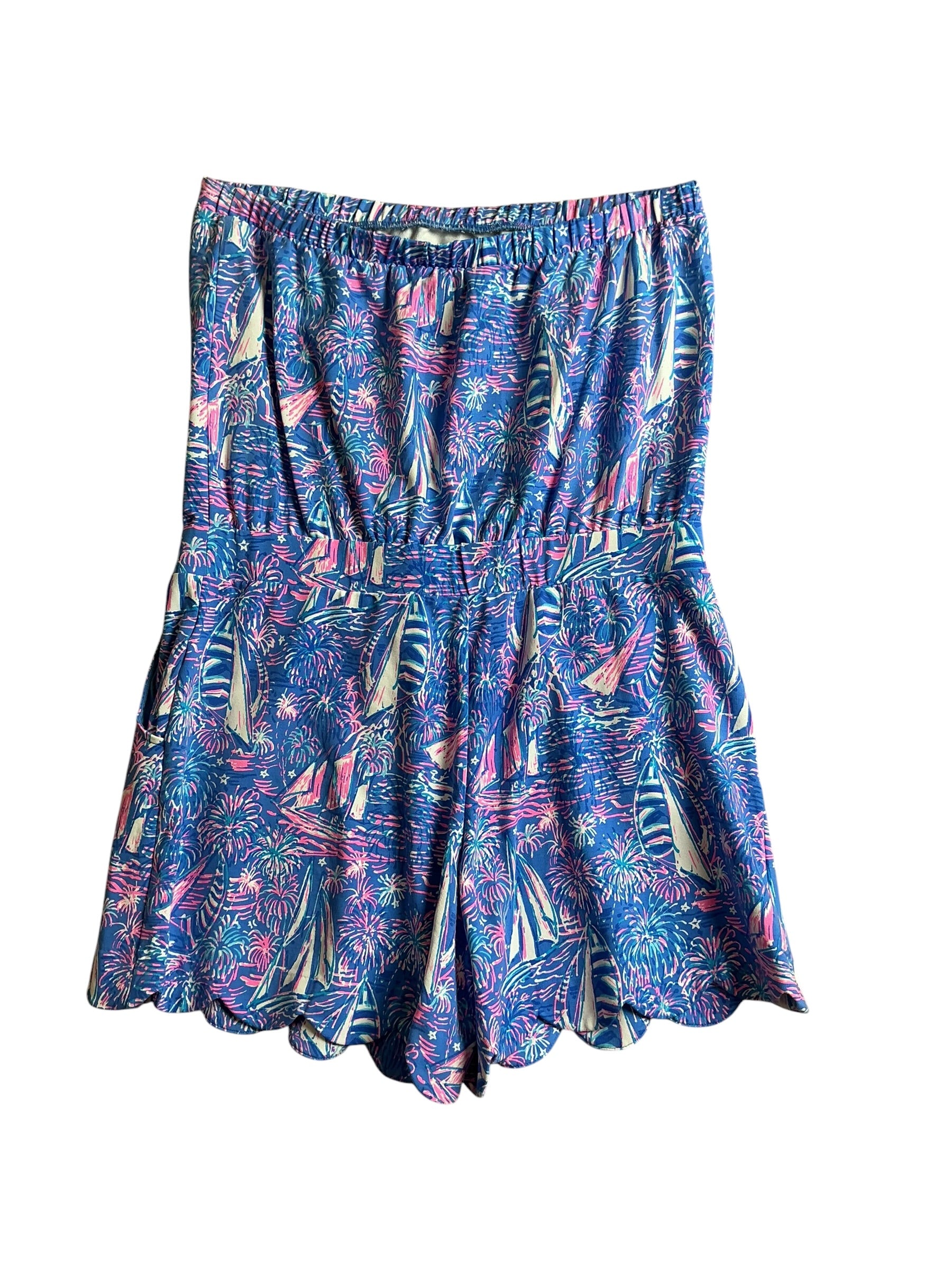 Lilly Pulitzer Jace Strapless Romper Boca Blue It's A Sailabration - Size XL