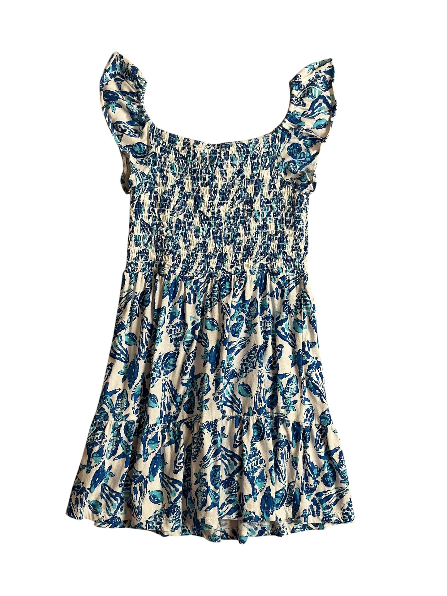 Lilly Pulitzer Girls Jilly Smocked Minidress Resort White Shell Collector - Size M