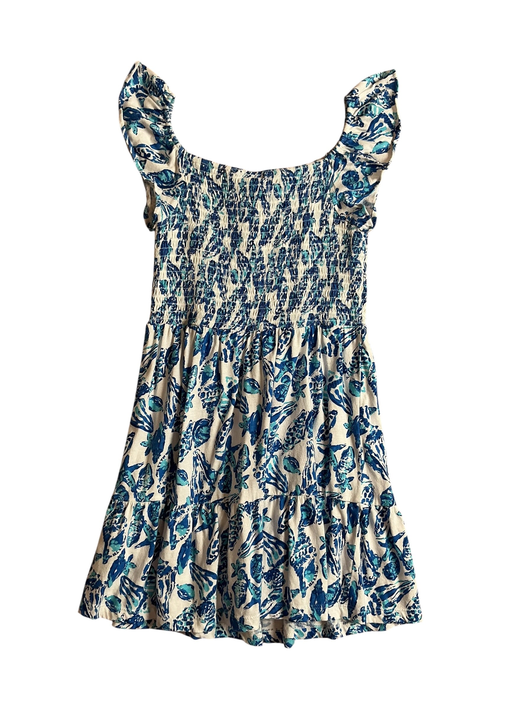 Lilly Pulitzer Girls Jilly Smocked Minidress Resort White Shell Collector - Size M