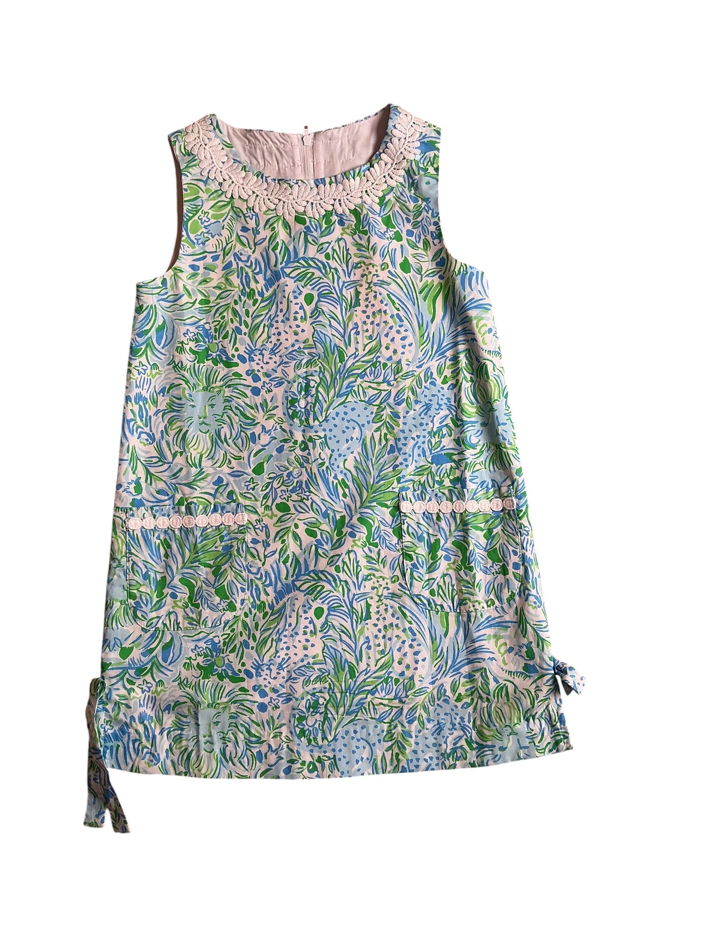 Lilly Pulitzer NWT Girls Little Lilly Classic Shift Dress Hydra Blue Dandy Lion - Size 7