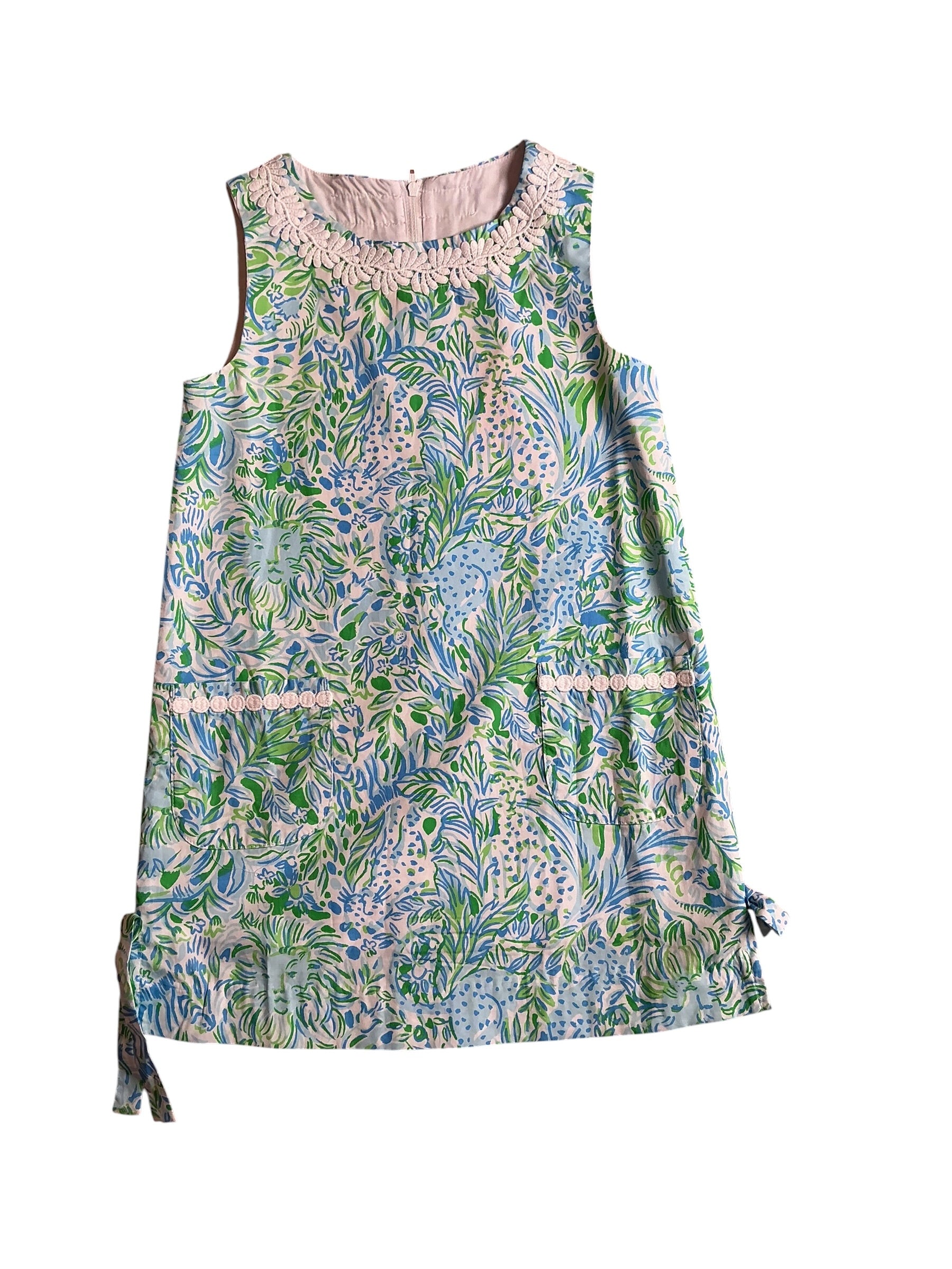 Lilly Pulitzer NWT Girls Little Lilly Classic Shift Dress Hydra Blue Dandy Lion - Size 7
