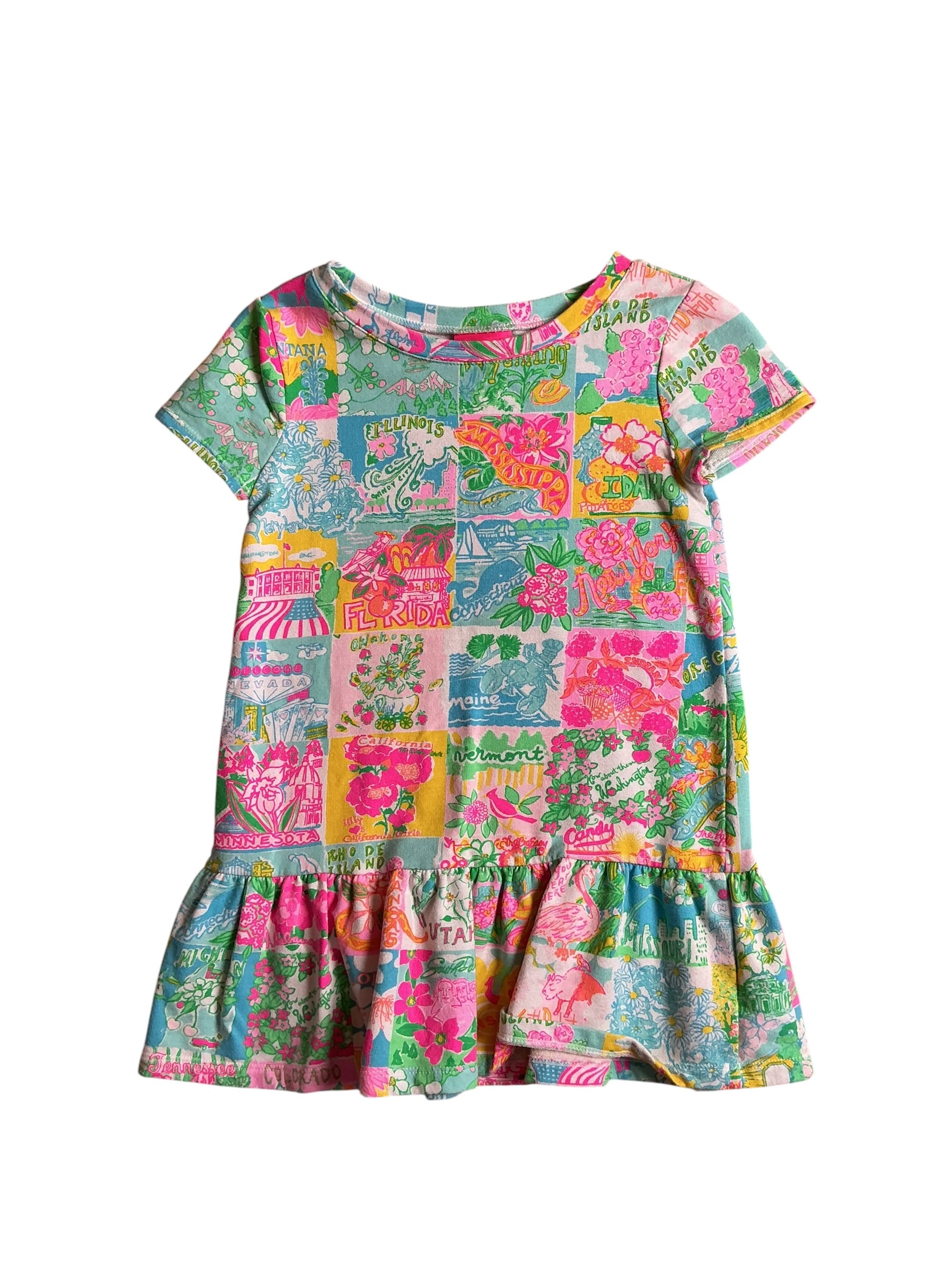 Lilly Pulitzer Girls Brissa Dress Pop Up Lilly State of Mind - Size S (4-5)