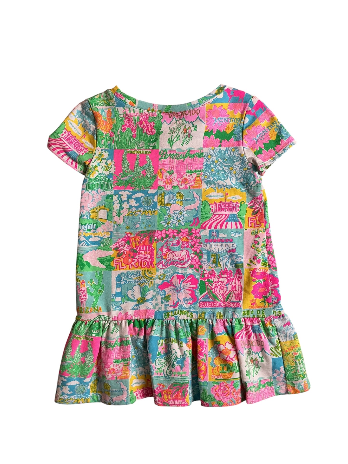 Lilly Pulitzer Girls Brissa Dress Pop Up Lilly State of Mind - Size S (4-5)