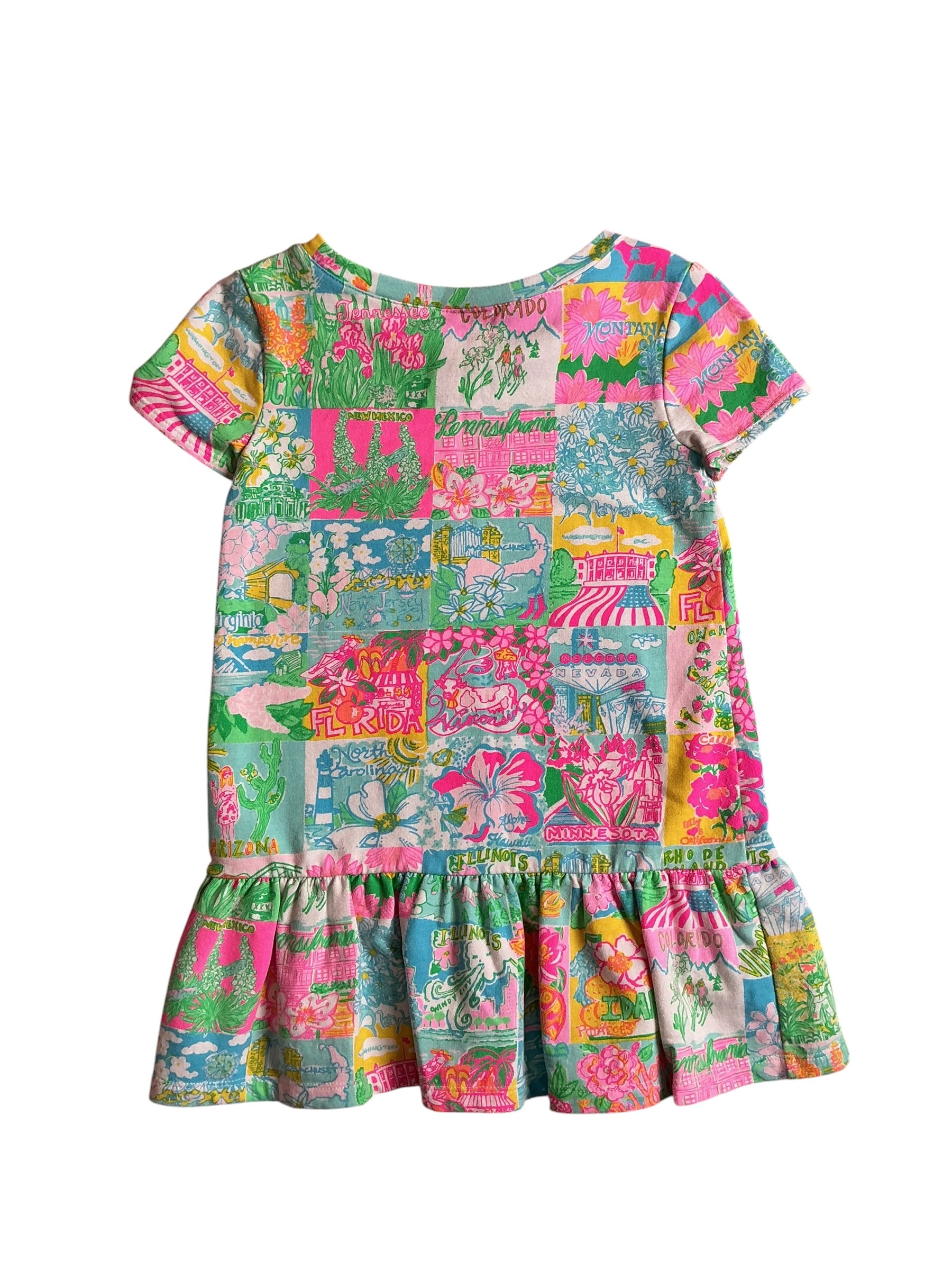 Lilly Pulitzer Girls Brissa Dress Pop Up Lilly State of Mind - Size S (4-5)