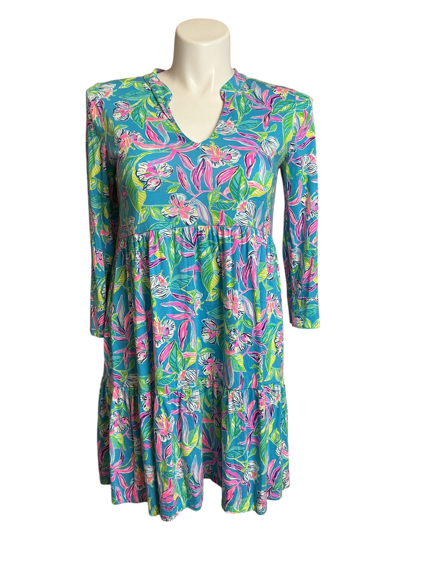 Lilly Pulitzer Alaina Dress Keep On Beleafing Formentera Turquoise - Size M
