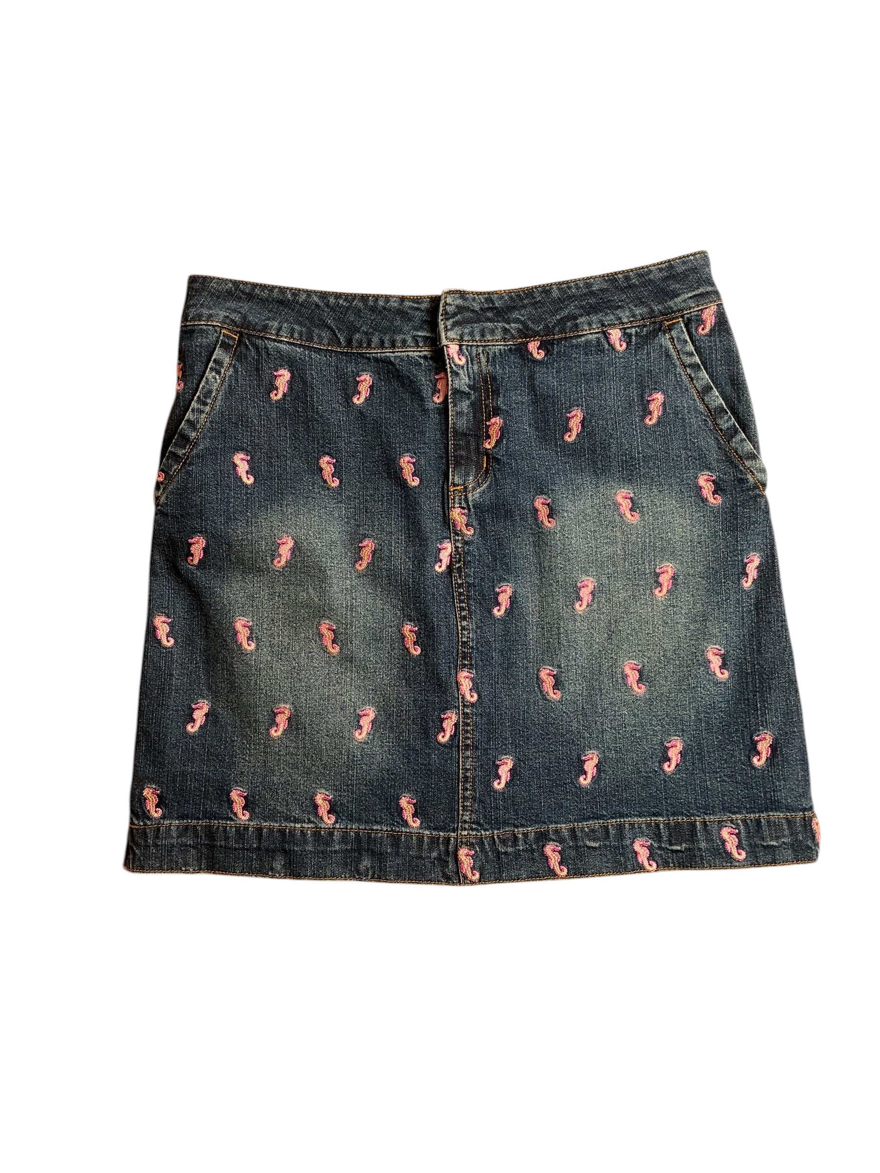 Lilly Pulitzer Emily Skirt Embroidered - Indigo Blue Mini Seahorse Embroidery - Size 4