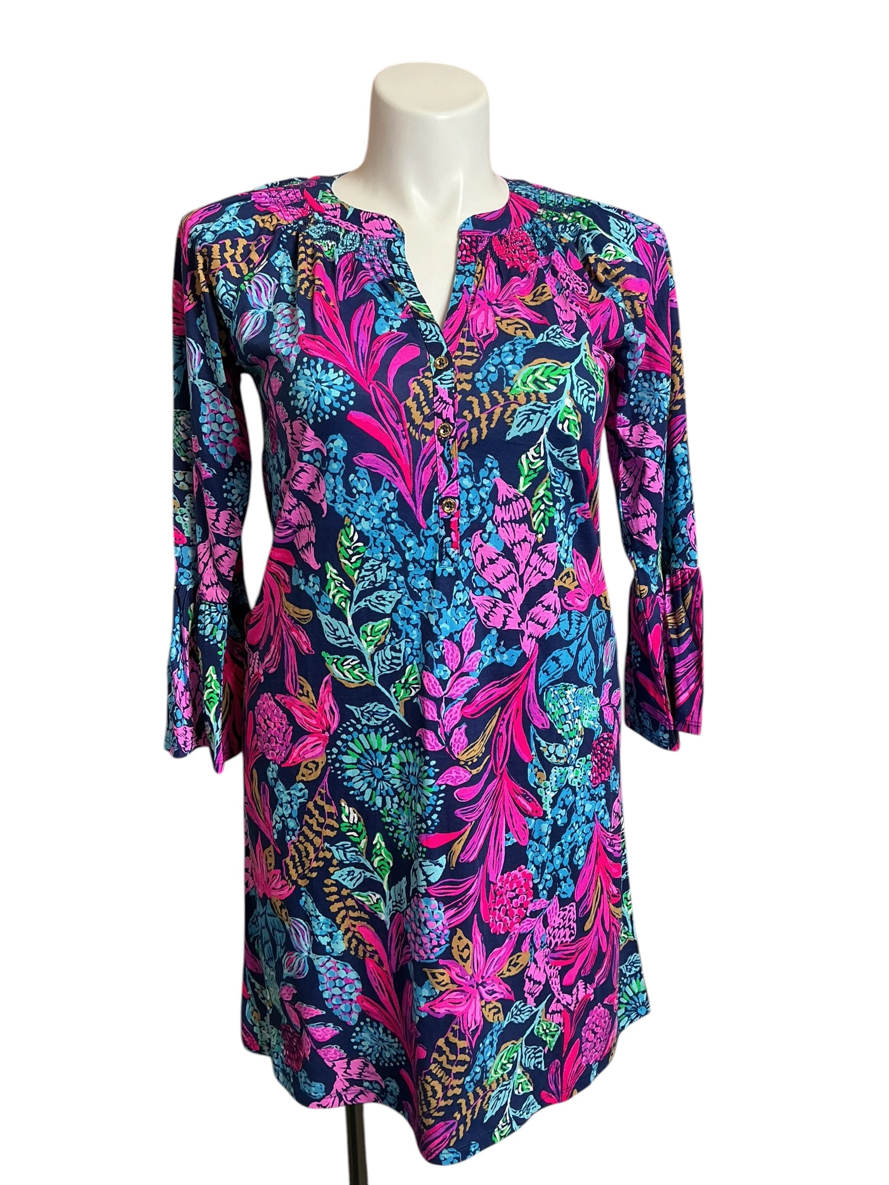 Lilly Pulitzer NWT Norris 3/4 Sleeve Dress Aegean Navy Calypso Coast - Size M