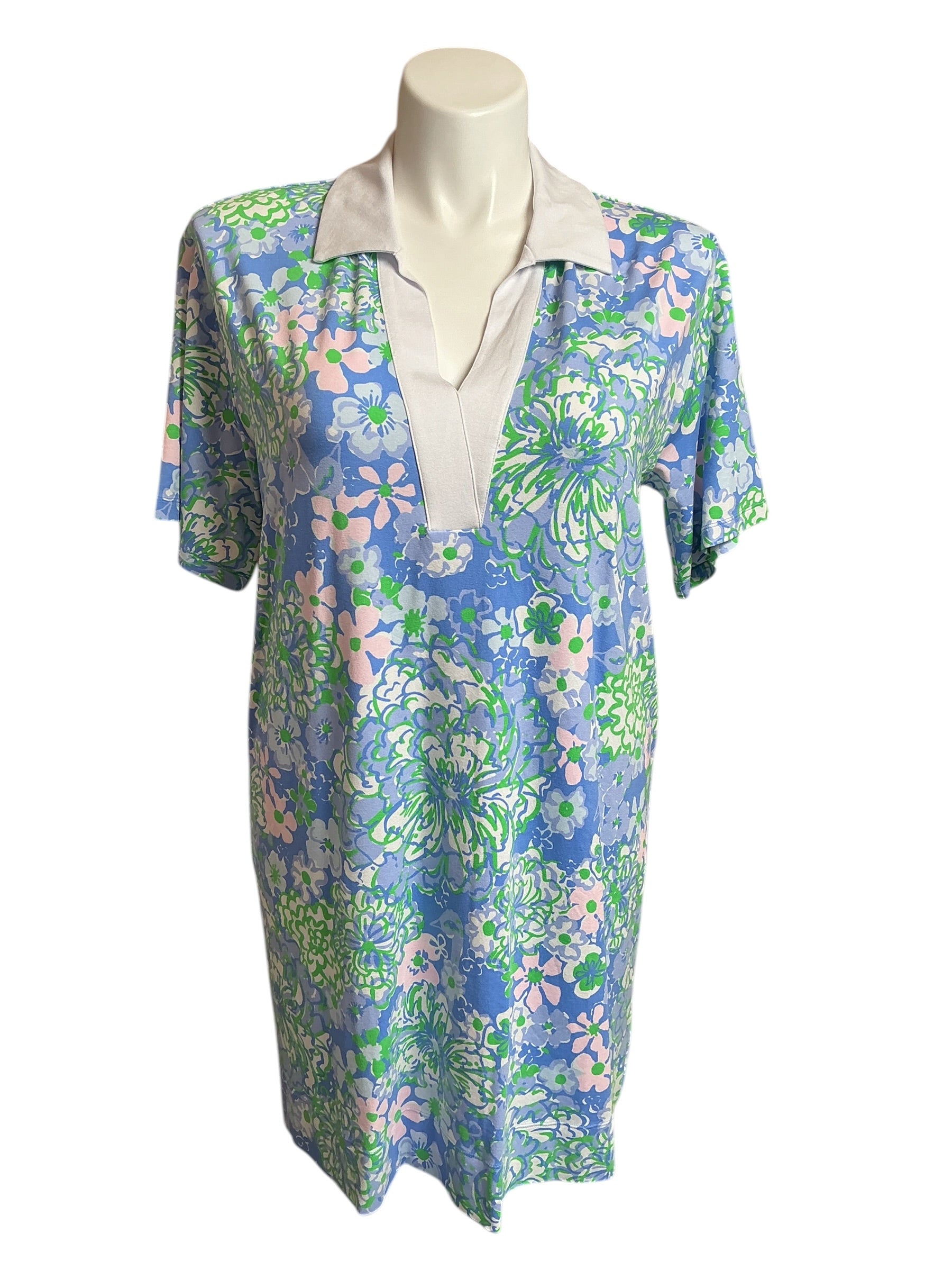 Lilly Pulitzer NWT Alden UPF 50+ Dress Sunwashed Blue Plumes In Bloom - Size L
