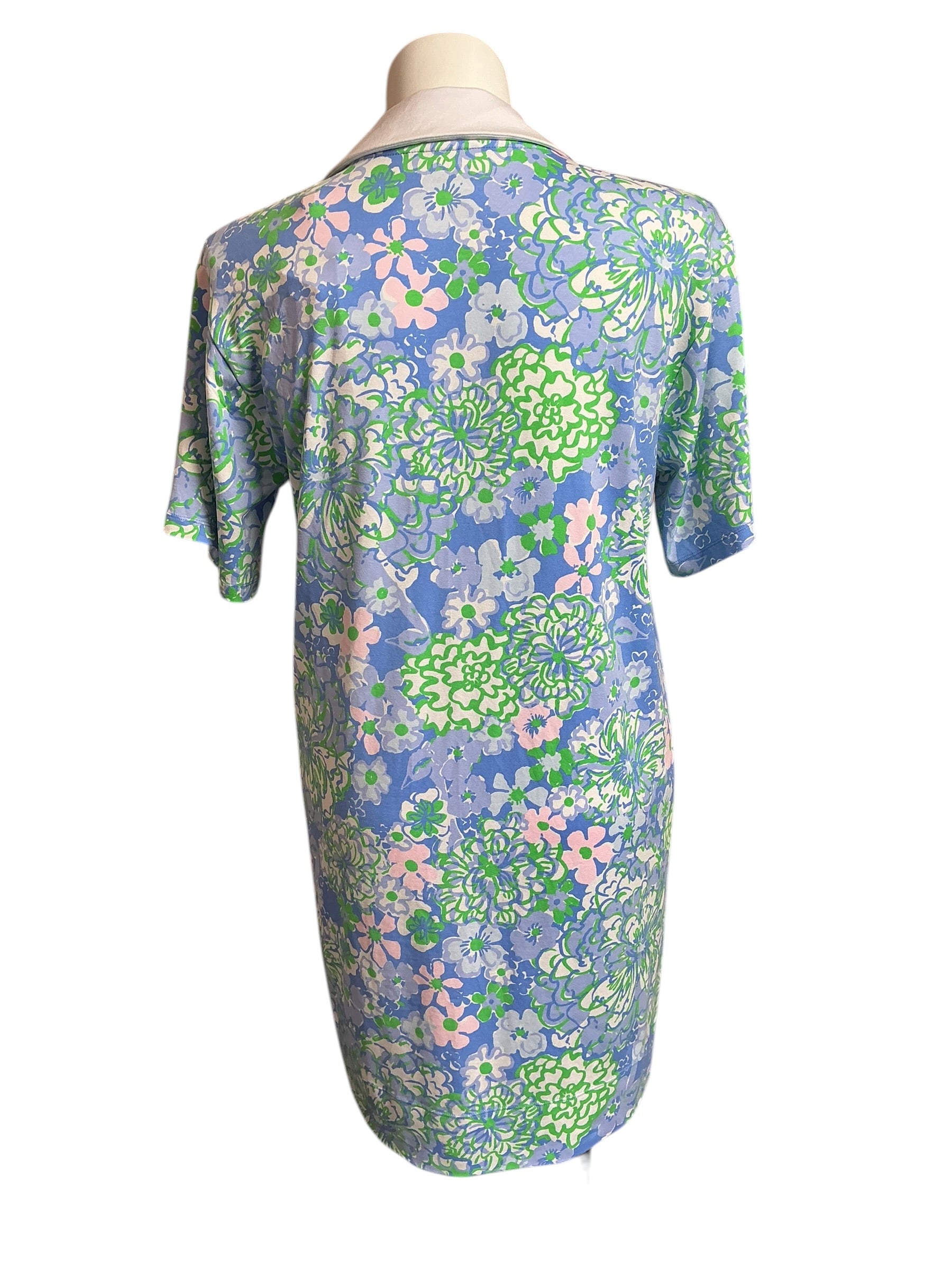 Lilly Pulitzer NWT Alden UPF 50+ Dress Sunwashed Blue Plumes In Bloom - Size L