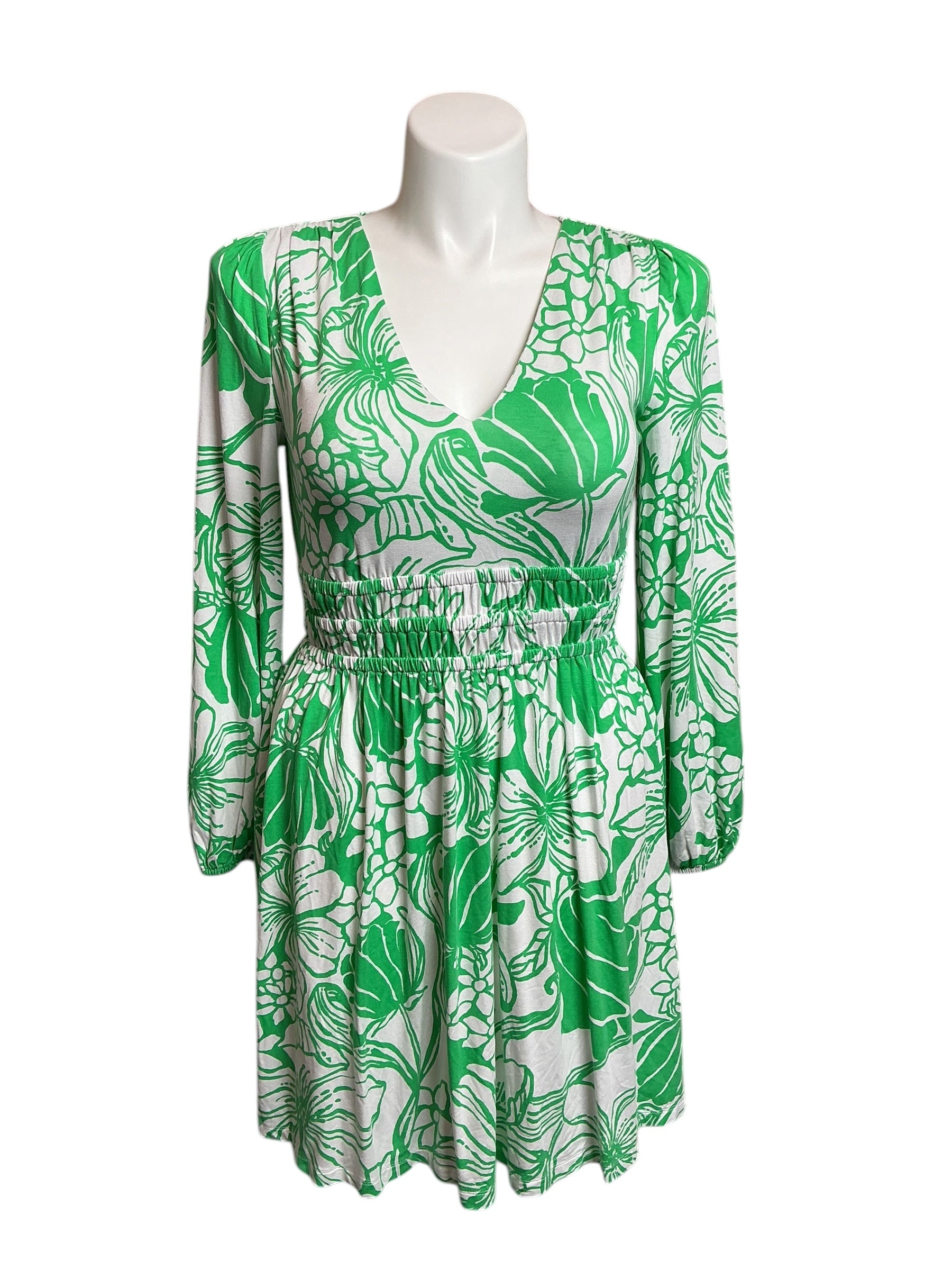 Lilly Pulitzer NWT Calla Long Sleeve V-Neck Dress Spearmint Oversized Kiss My Tuli - Size M