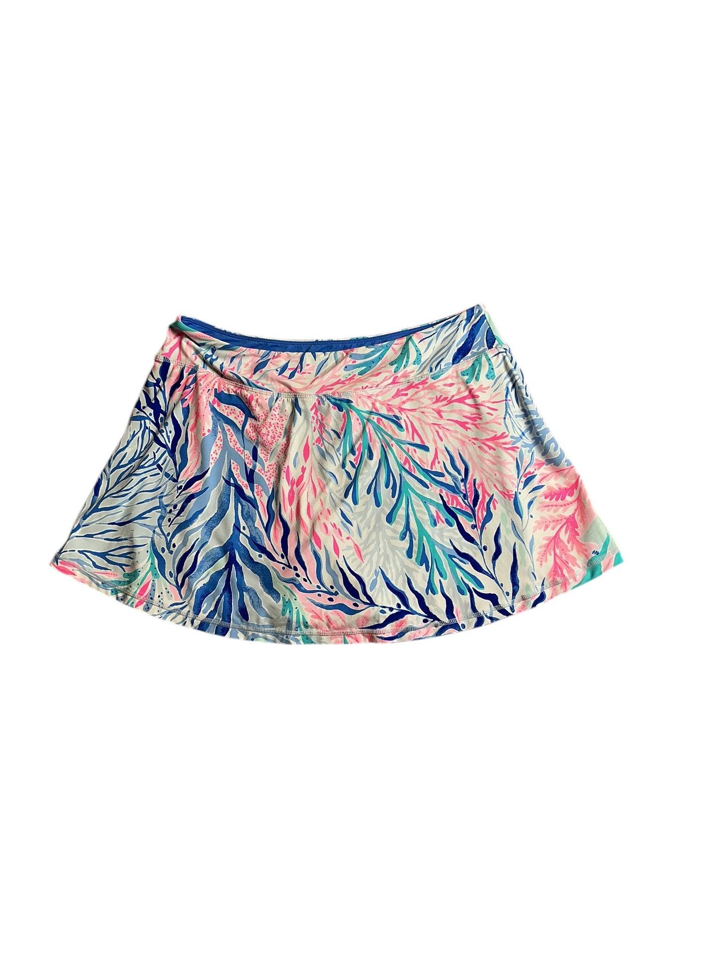 Lilly Pulitzer UPF 50+ Luxletic Meryl Skort Crew Blue Tint Kaleidoscope Coral - Size L