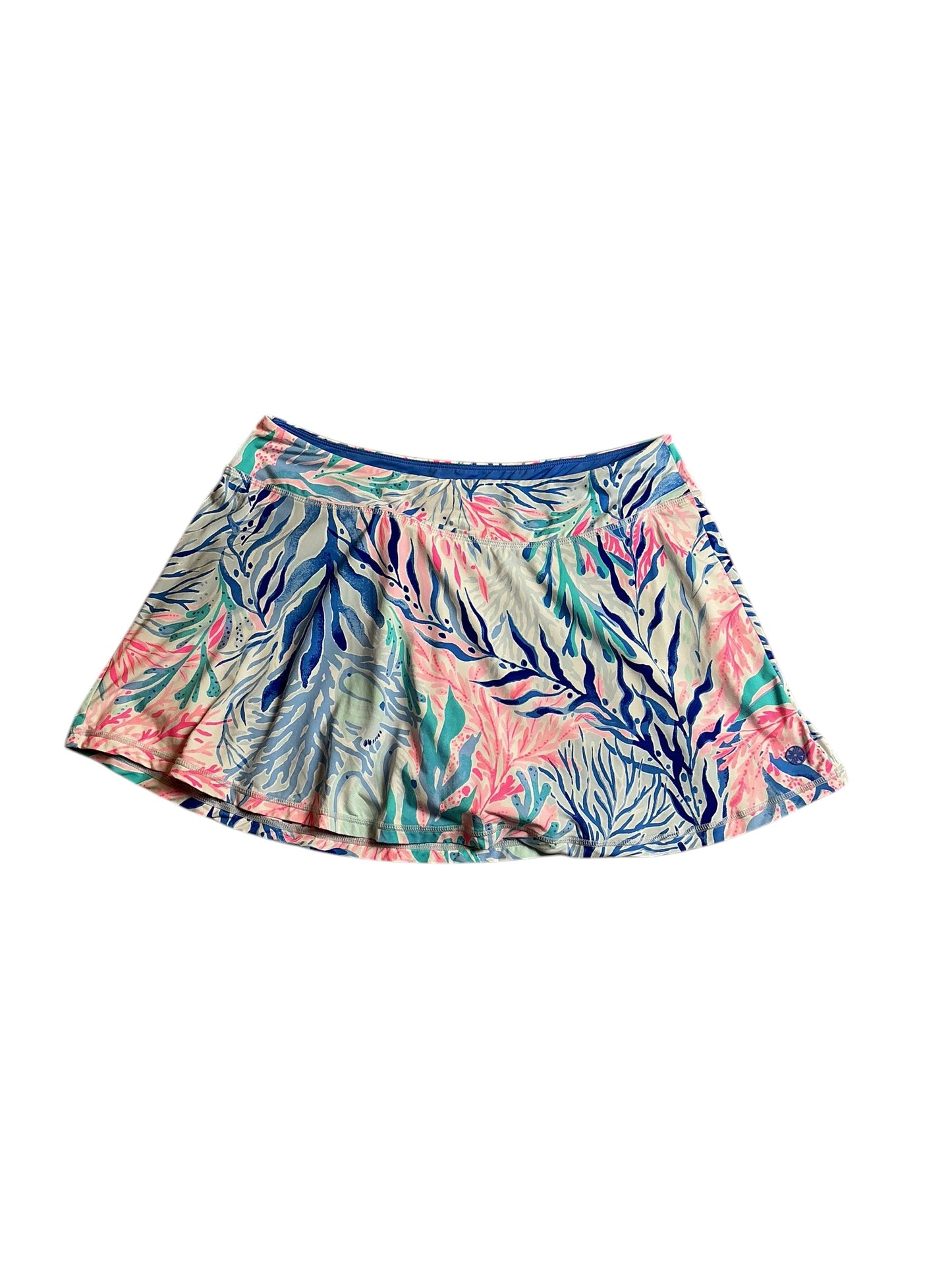 Lilly Pulitzer UPF 50+ Luxletic Meryl Skort Crew Blue Tint Kaleidoscope Coral - Size L