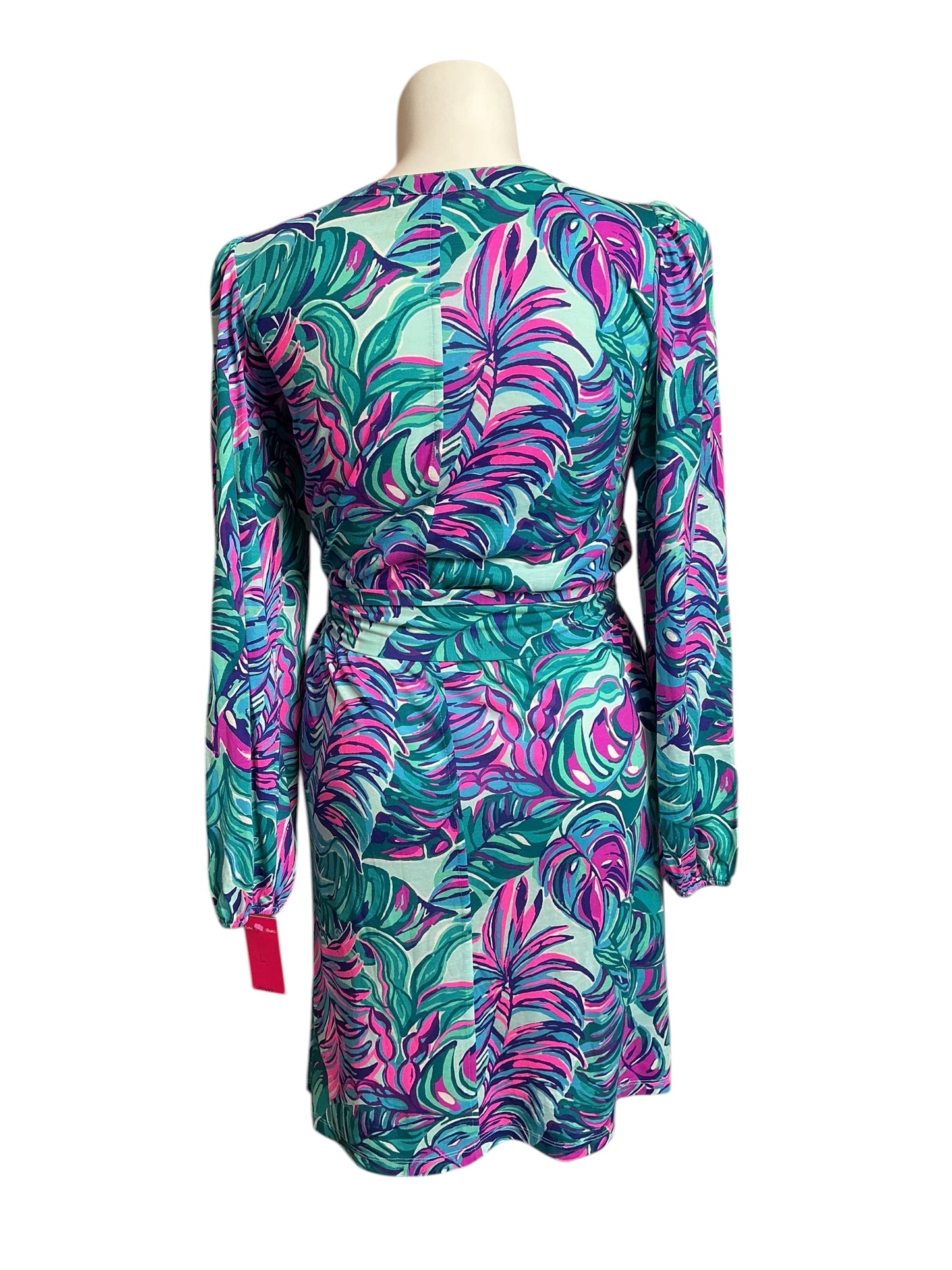 Lilly Pulitzer Bedelia Dress Seasalt Blue Don't Wanna Leaf - Size L