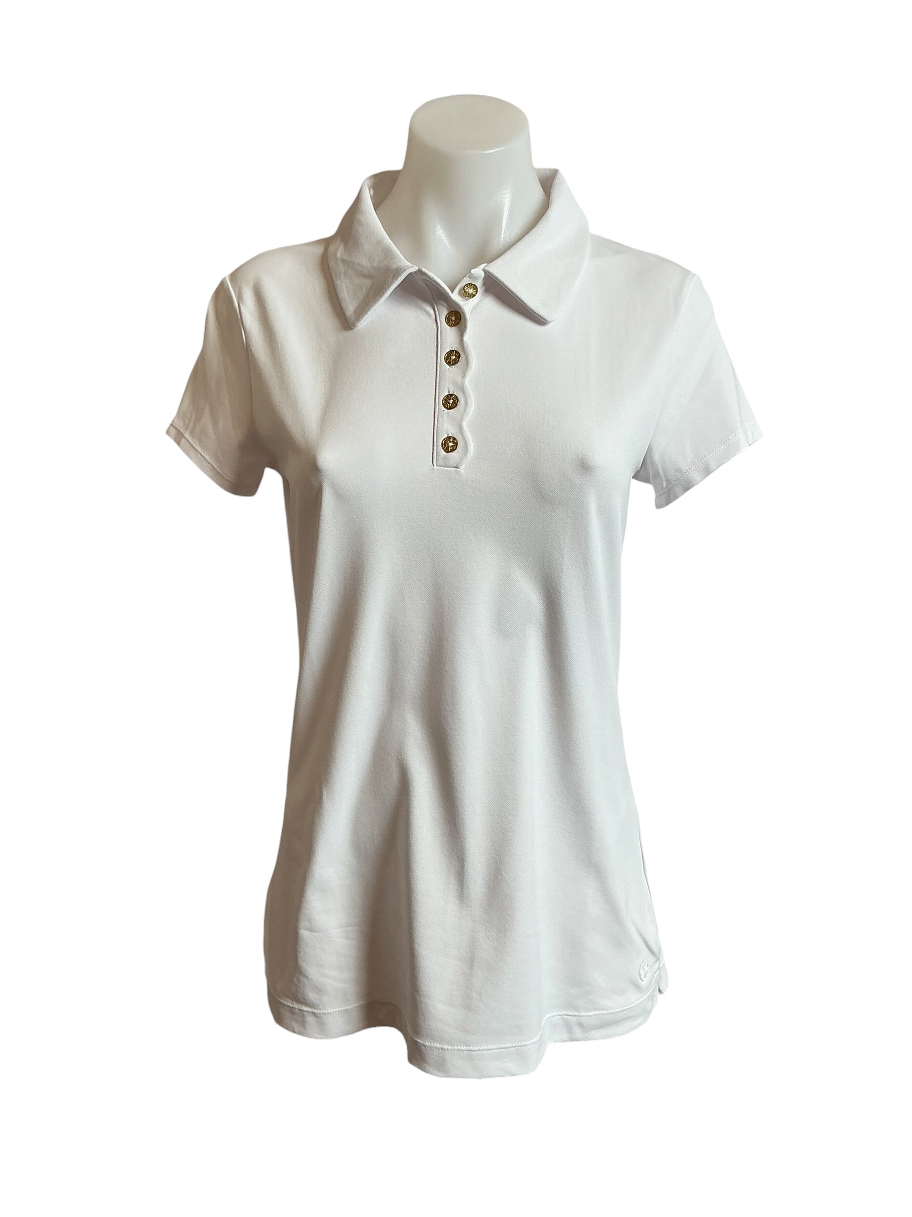 Lilly Pulitzer NWT Frida Scallop Polo UPF 50+ Resort White - Size S