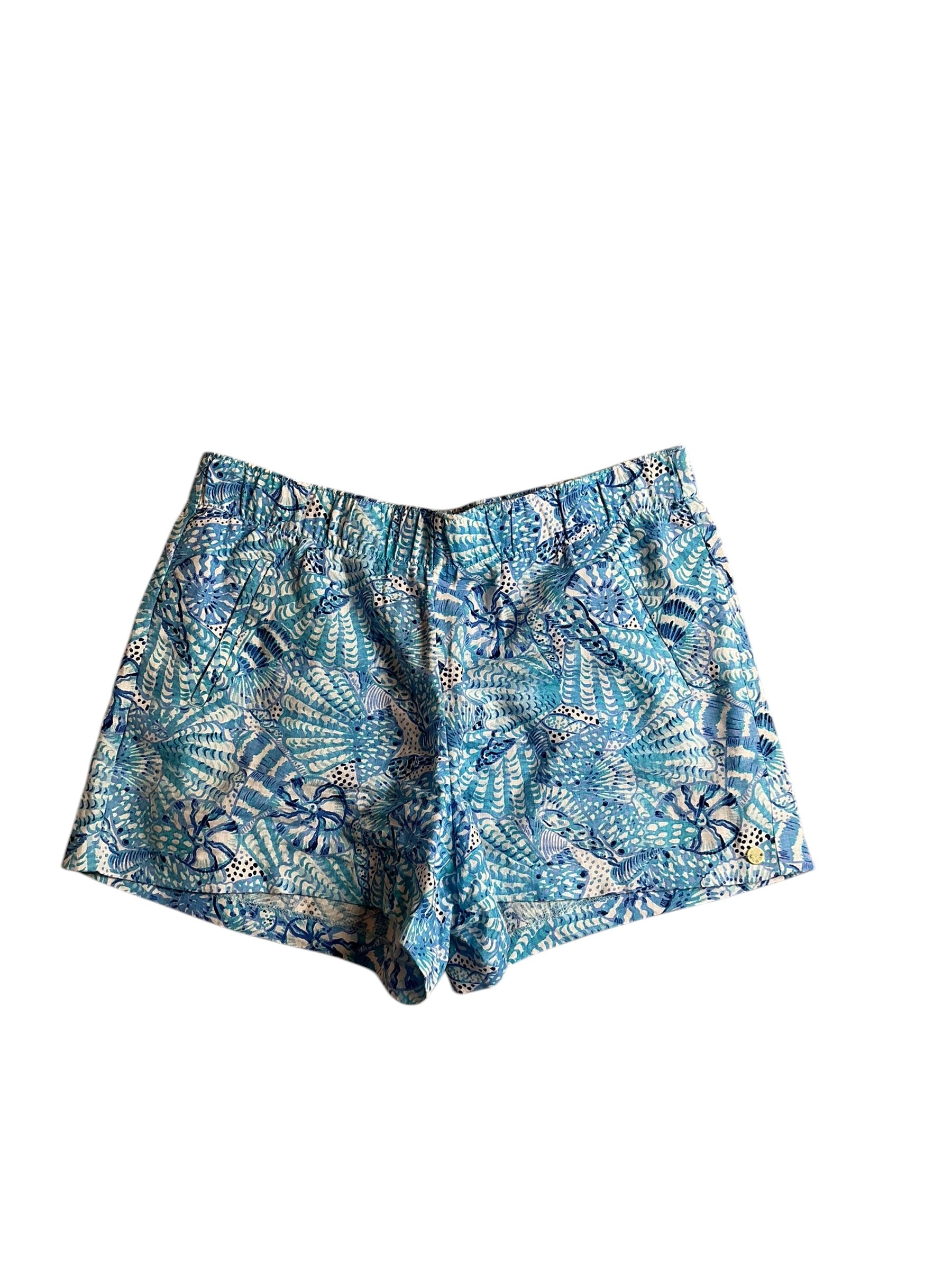 Lilly Pulitzer Lilo Linen Short Amalfi Blue By The Seashore - Size L