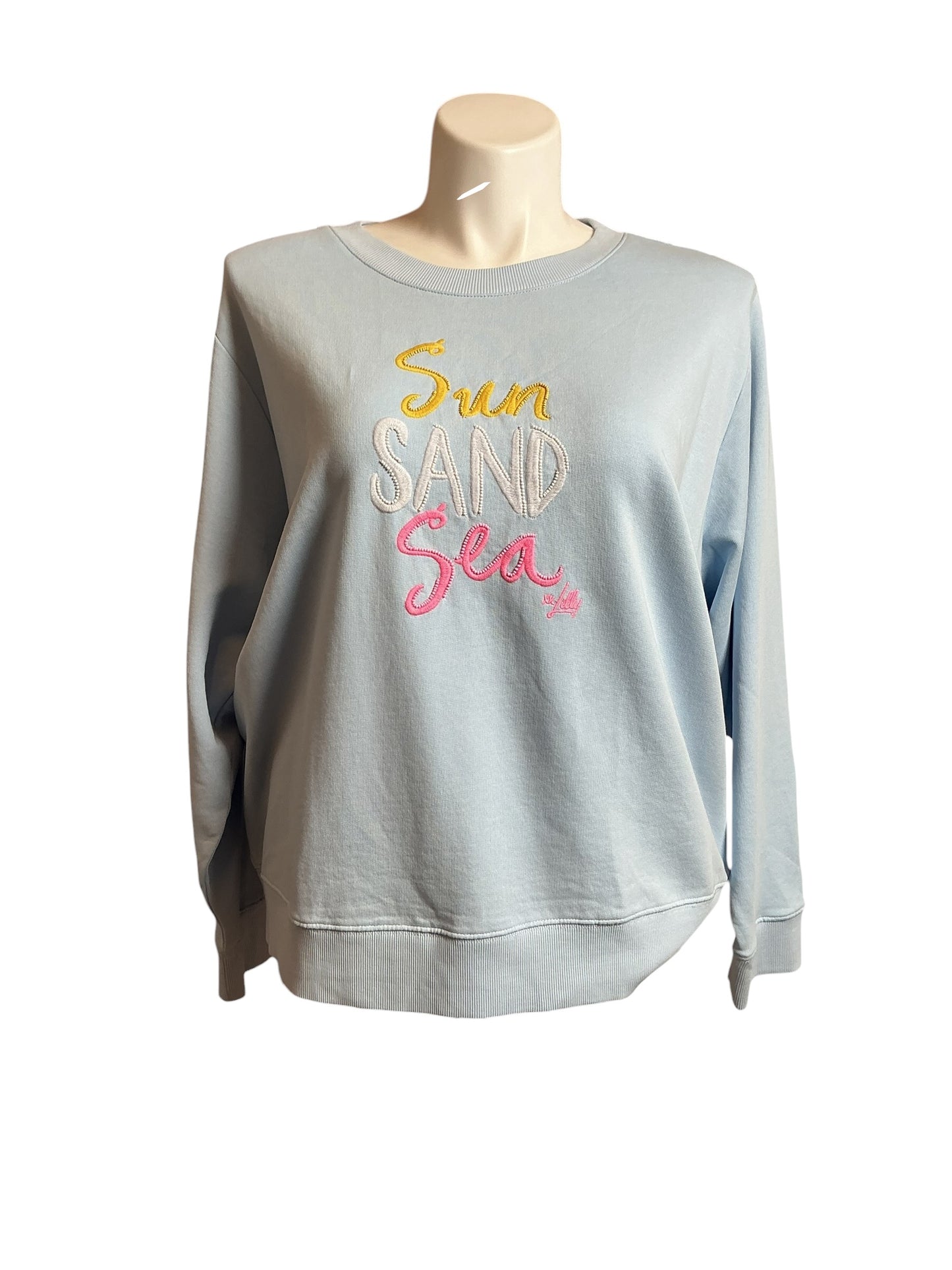 Lilly Pulitzer NWT Ballad Long Sleeve Sweater Bluette Sun and Sea Embroider - Size XXL