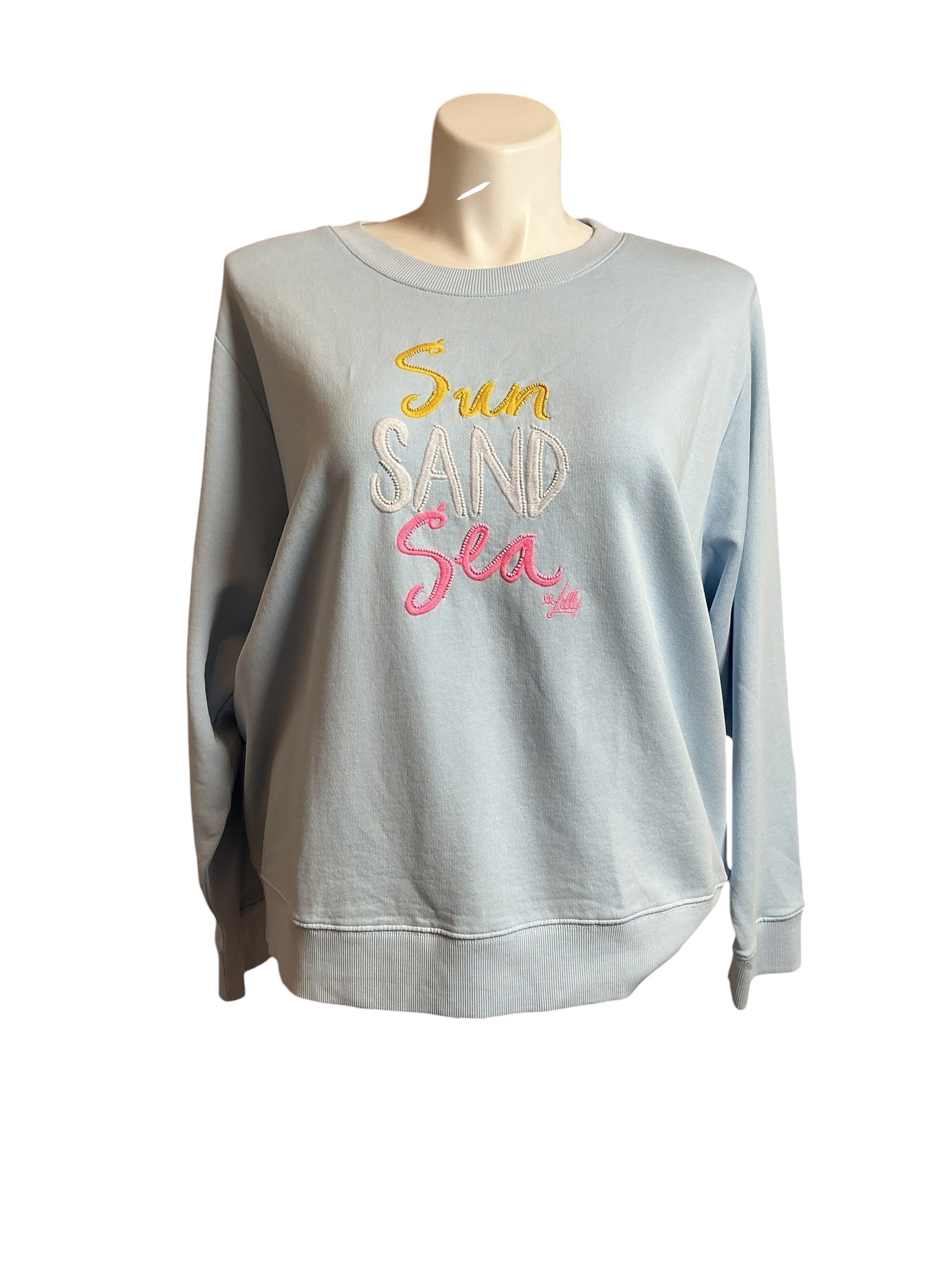Lilly Pulitzer NWT Ballad Long Sleeve Sweater Bluette Sun and Sea Embroider - Size XXL