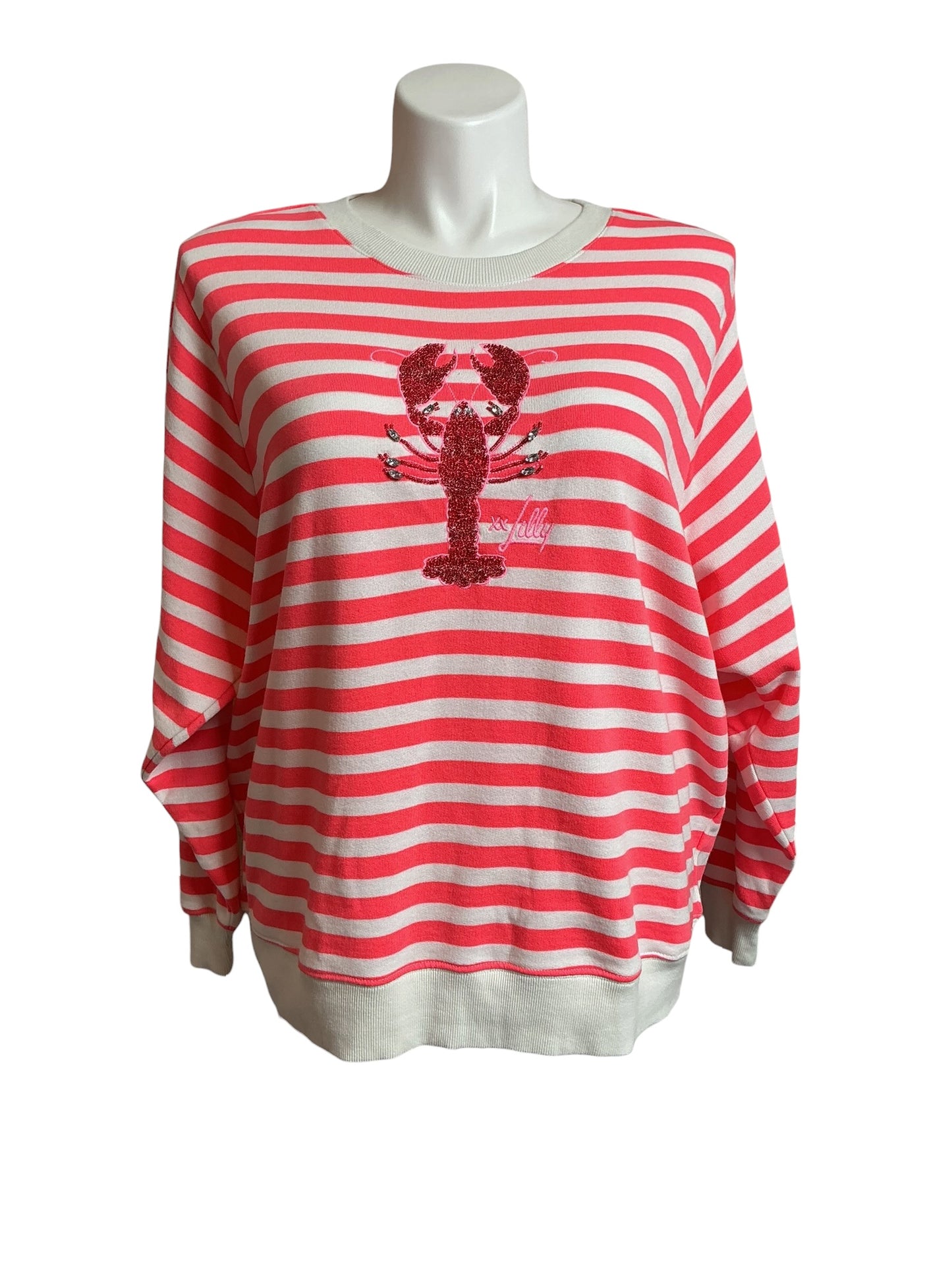 Lilly Pulitzer NWT Ballad Long Sleeve Sweater Cane Coral So Clawsome Embroidered - Size XXL
