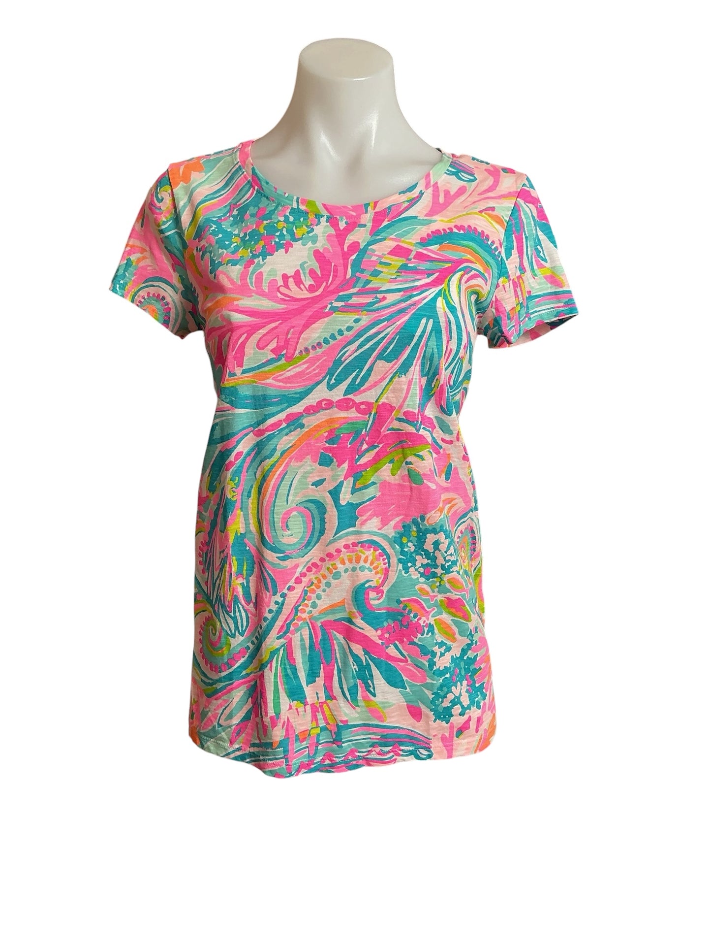 Lilly Pulitzer NWT Etta Scoop Neck Multi Carnivale Coral - Size XS