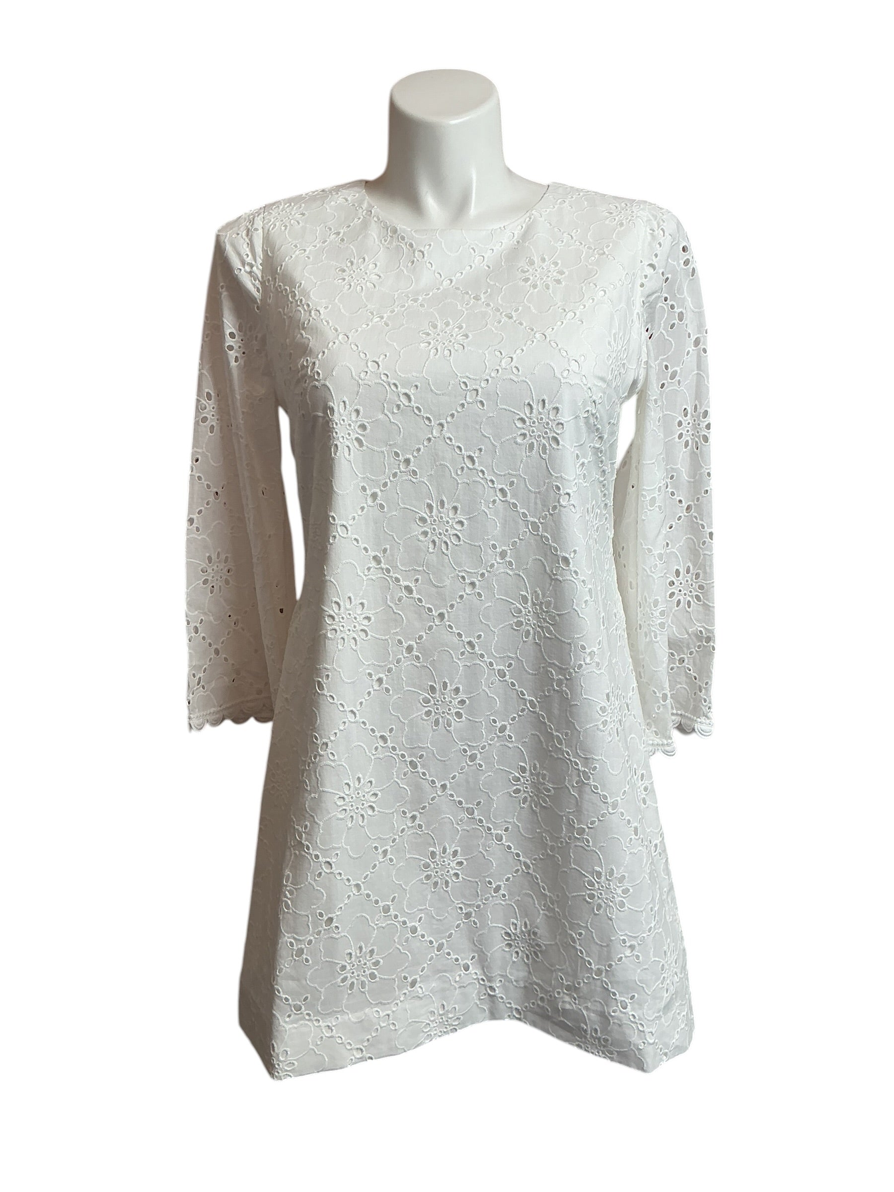 Lilly Pulitzer NWT Richie 3/4 Sleeve Shift Dress Resort White Beach Haven Eyelet - Size 8