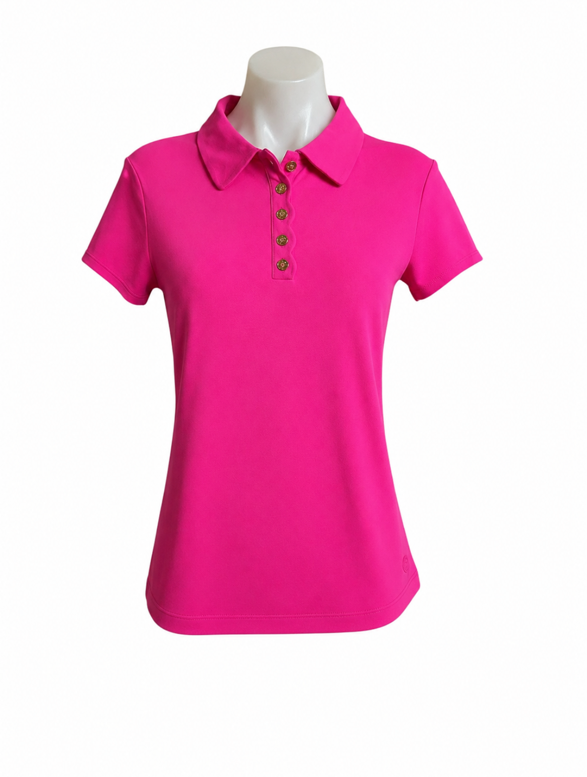 Lilly Pulitzer NWT Frida Scallop Polo Top UPF 50+ Passion Fruit Pink - Size S