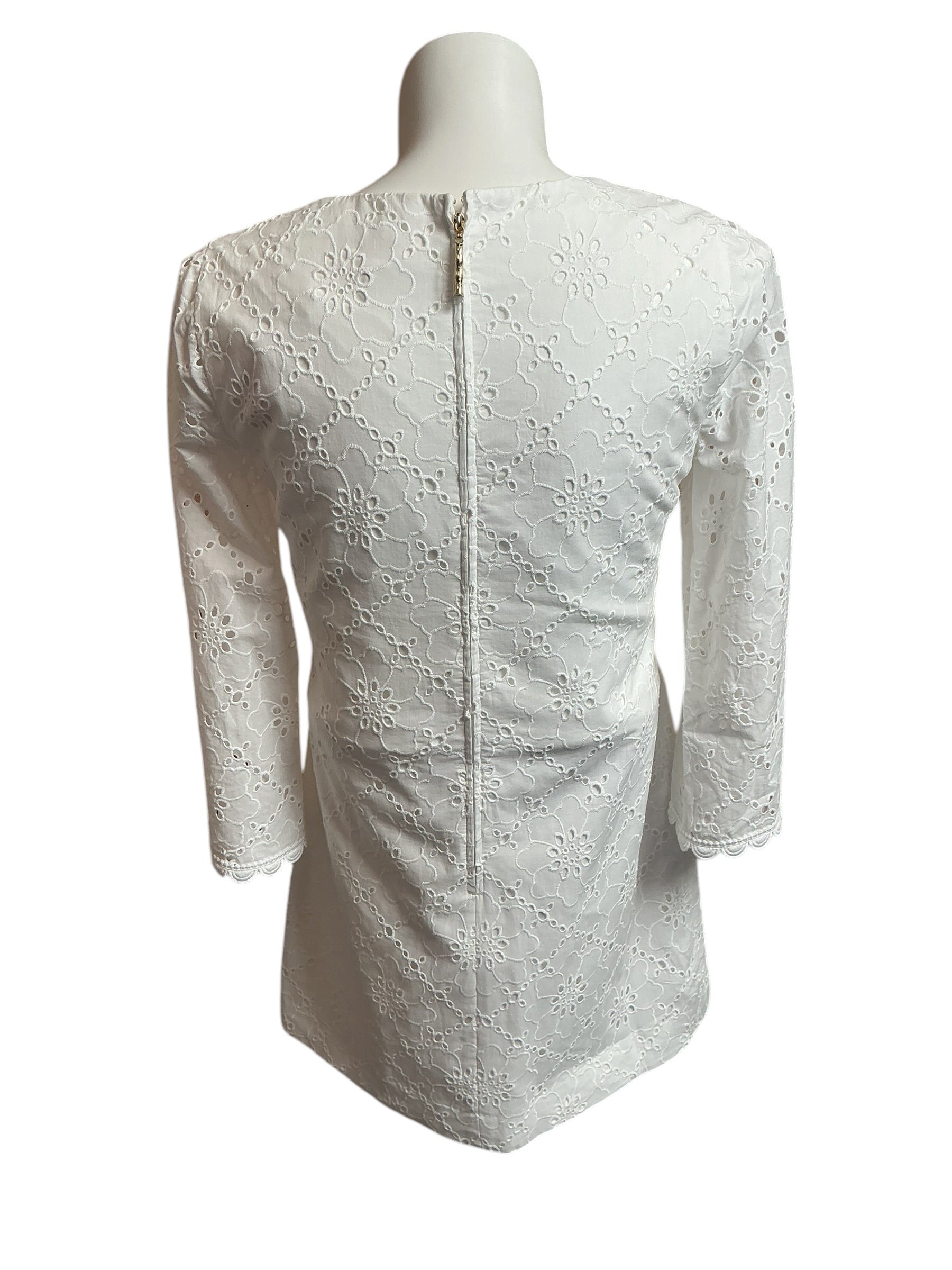 Lilly Pulitzer NWT Richie 3/4 Sleeve Shift Dress Resort White Beach Haven Eyelet - Size 8