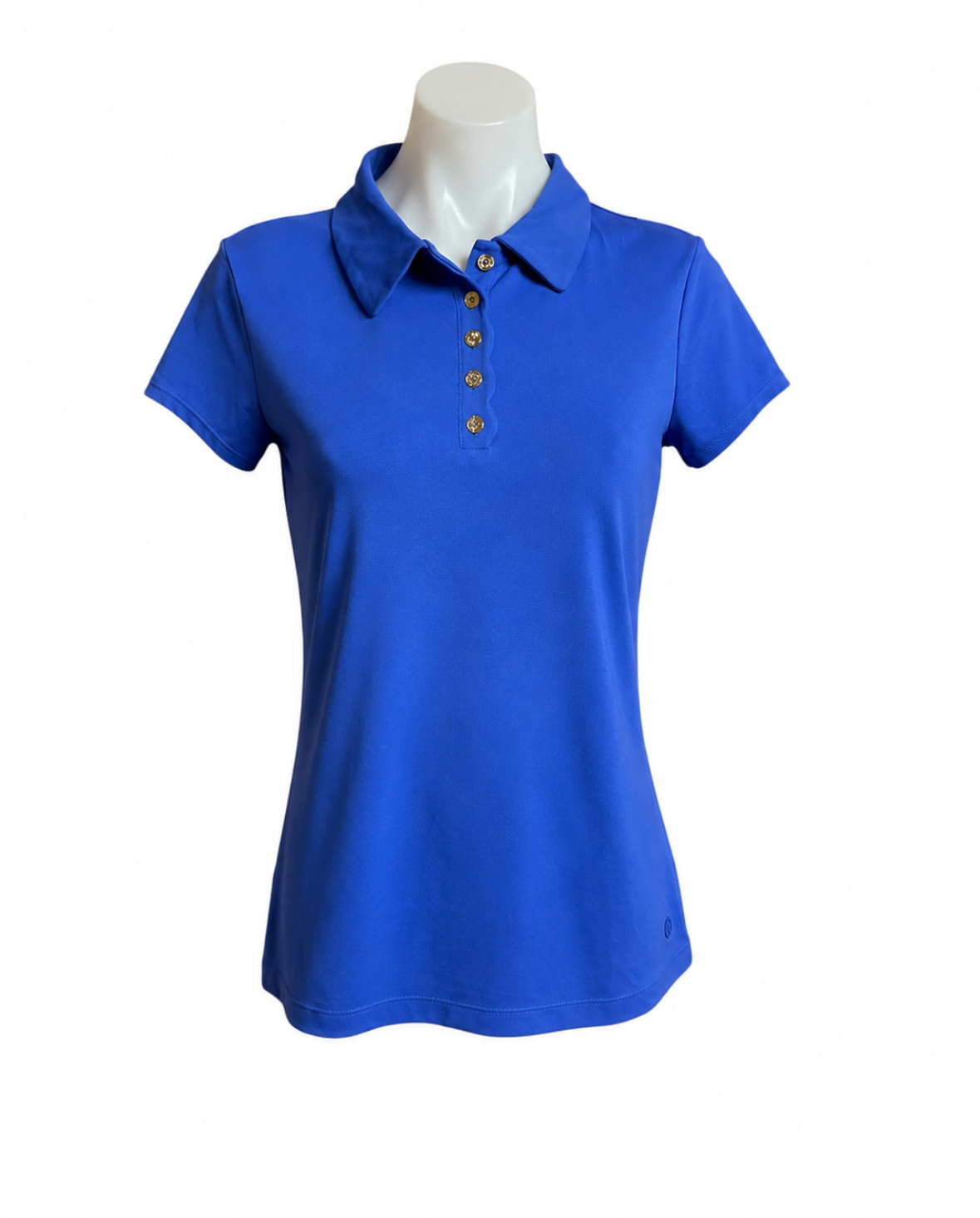 Lilly Pulitzer NWT Frida Scallop Polo Top UPF 50+ Martinique Blue - Size S
