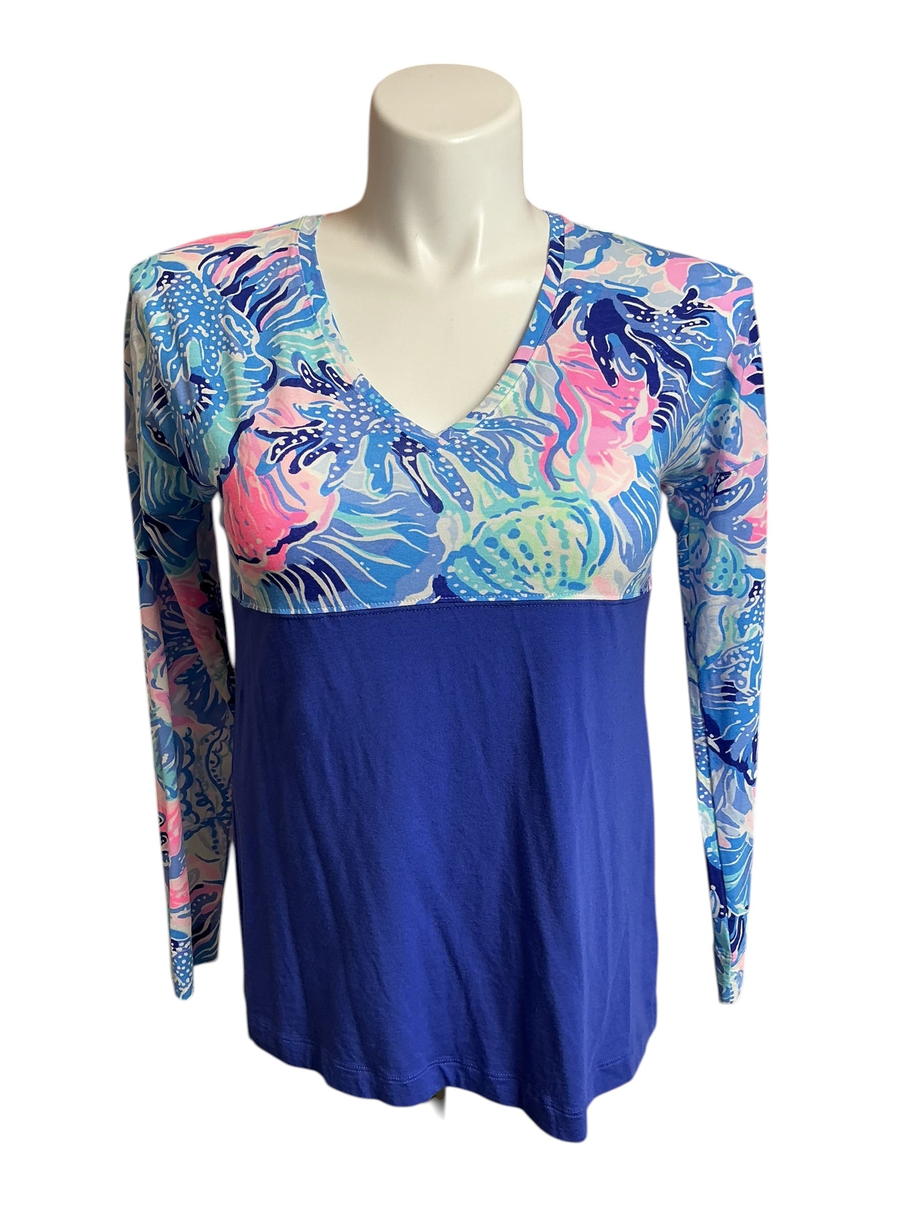 Lilly Pulitzer NWT Finn V-Neck Saltwater Blue Shade Seekers - Size XS