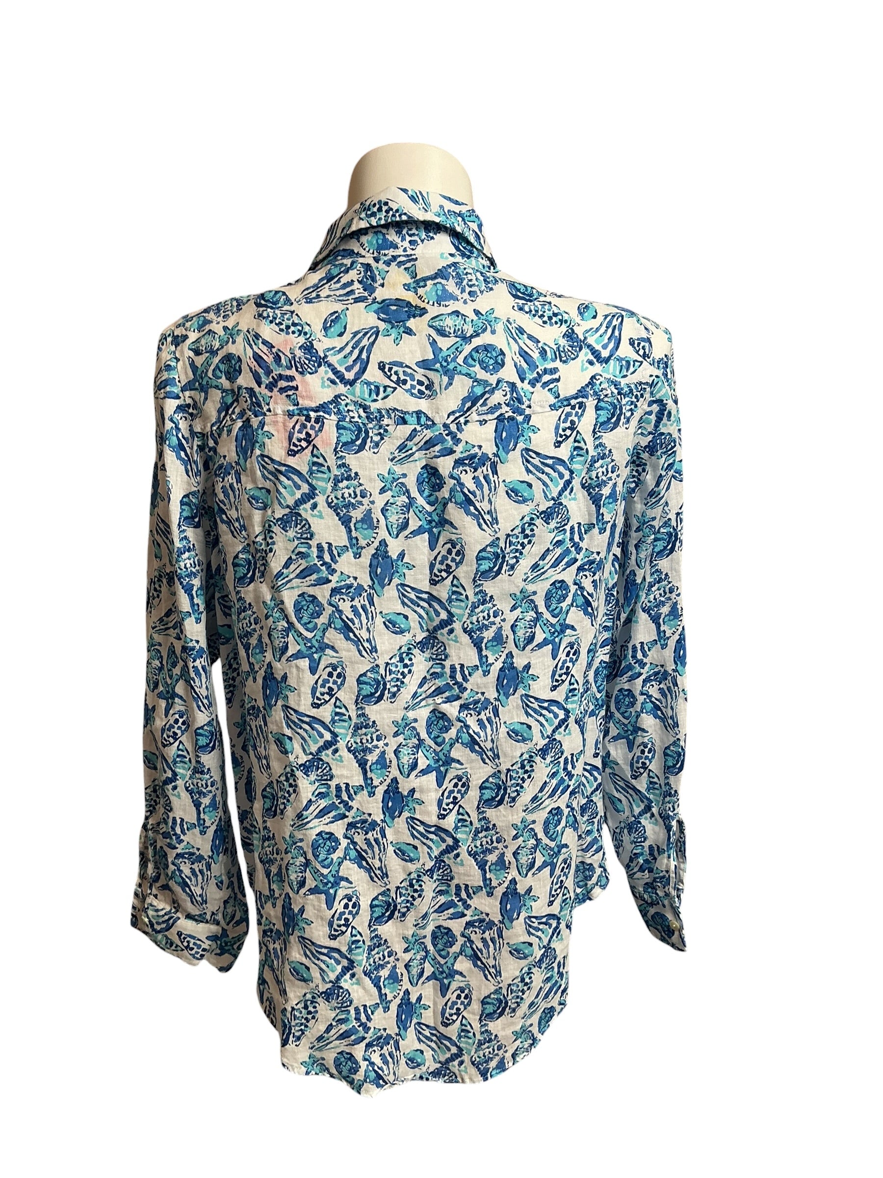 Lilly Pulitzer NWT Sea View Button Down Resort White Shell Collector - Size XXL