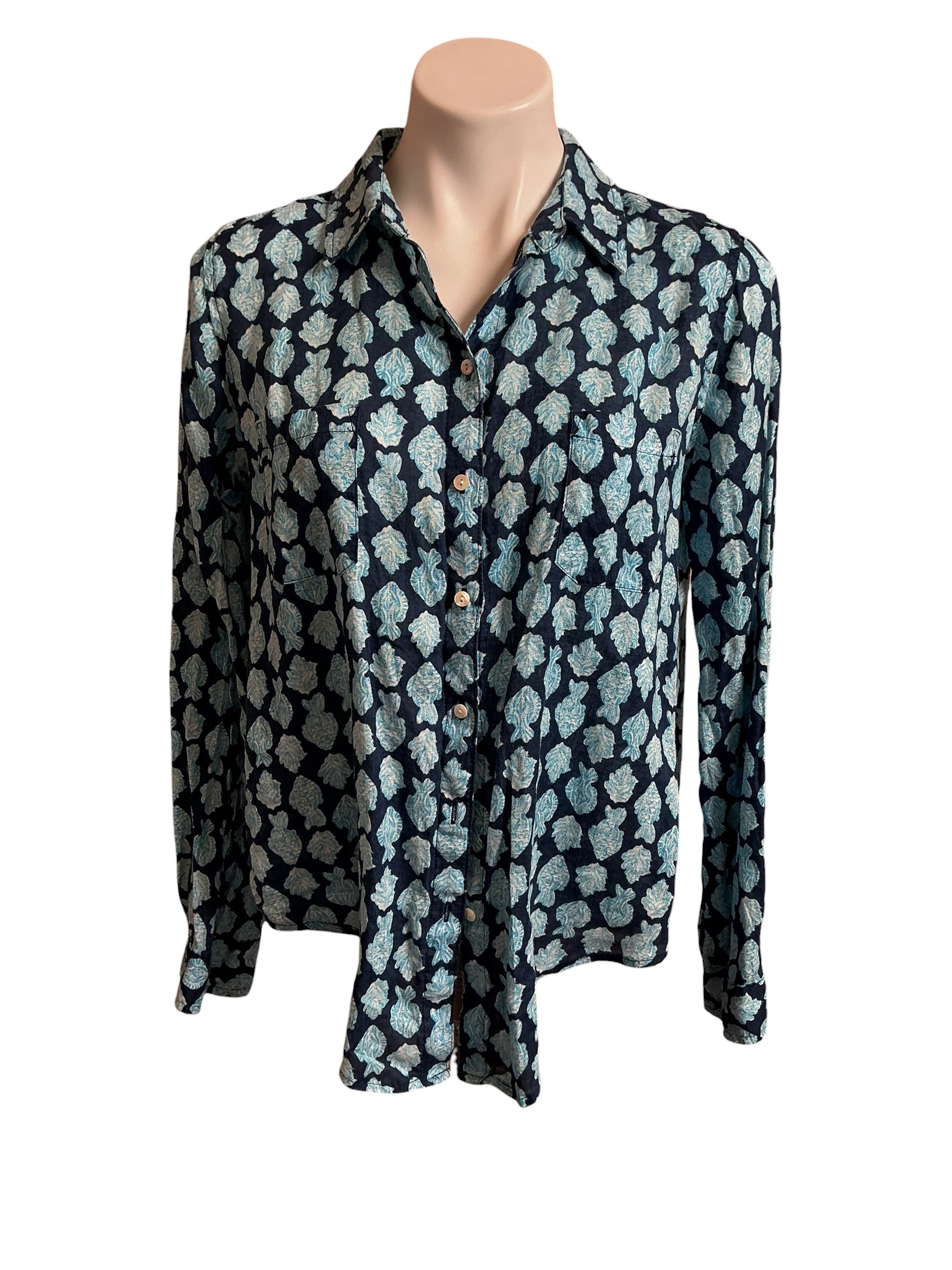 Lilly Pulitzer Sea View Button Down Any Fin For You - Size S