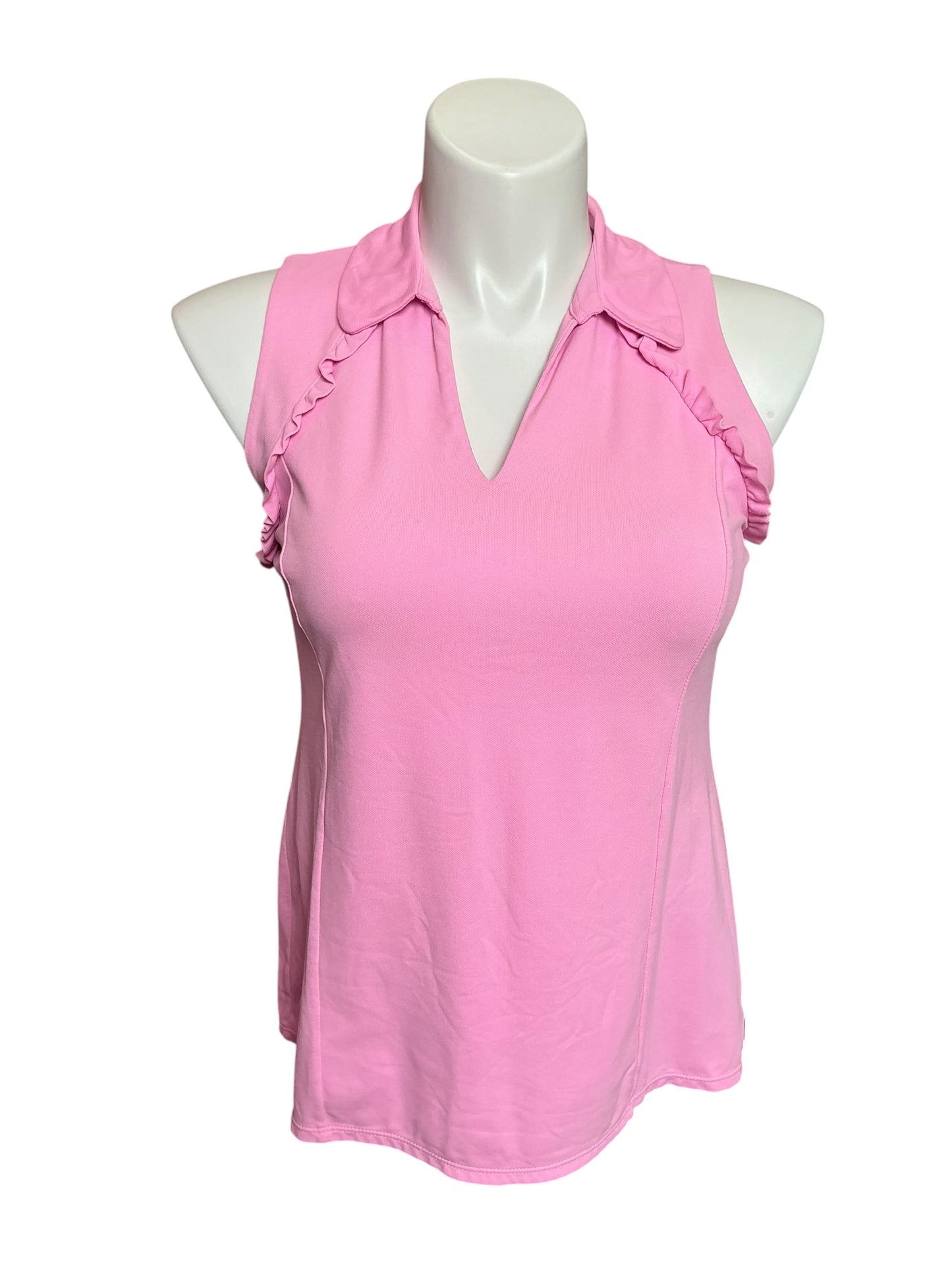 Lilly Pulitzer UPF 50+ Luxletic Martina Sleeveless Polo Top Pink Size L