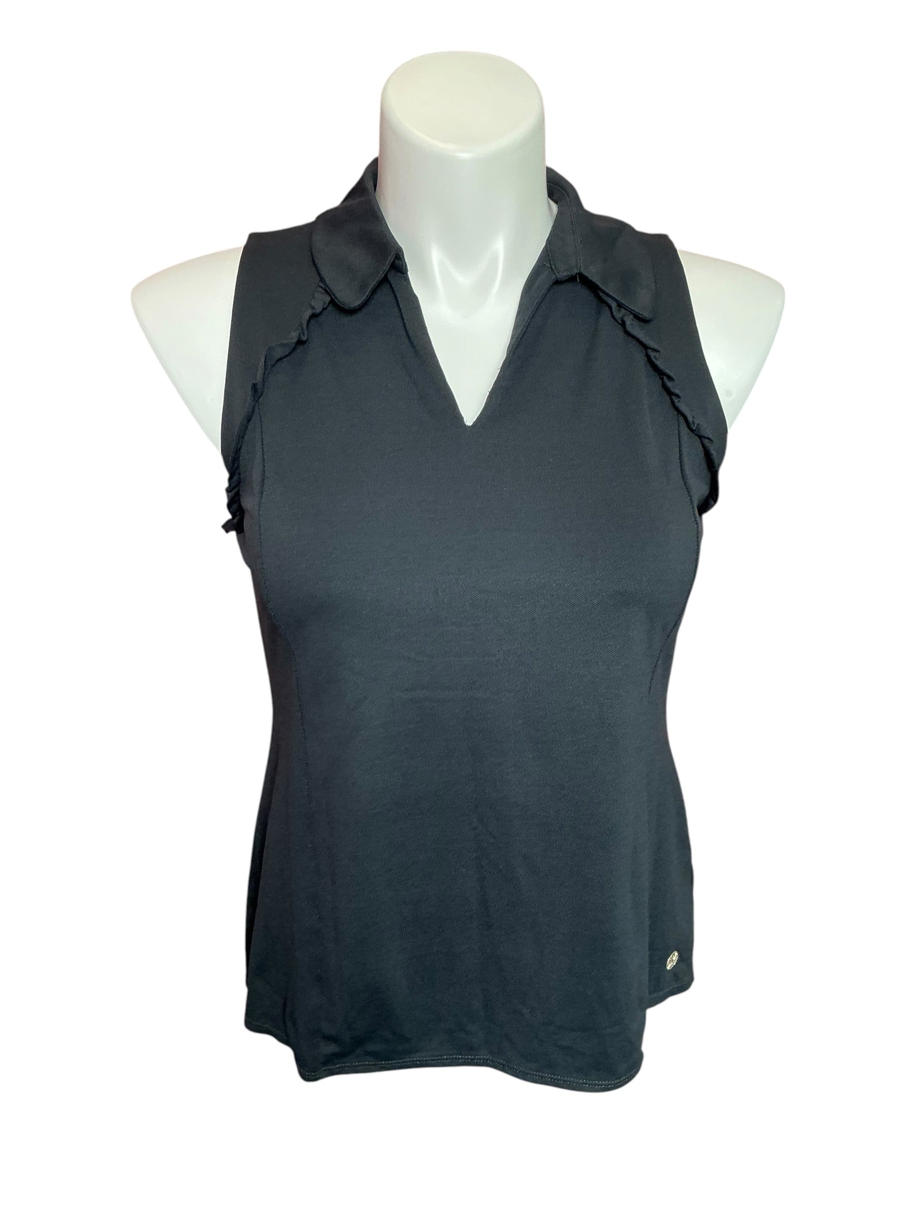 Lilly Pulitzer UPF 50+ Luxletic Martina Sleeveless Polo Top Black Size L