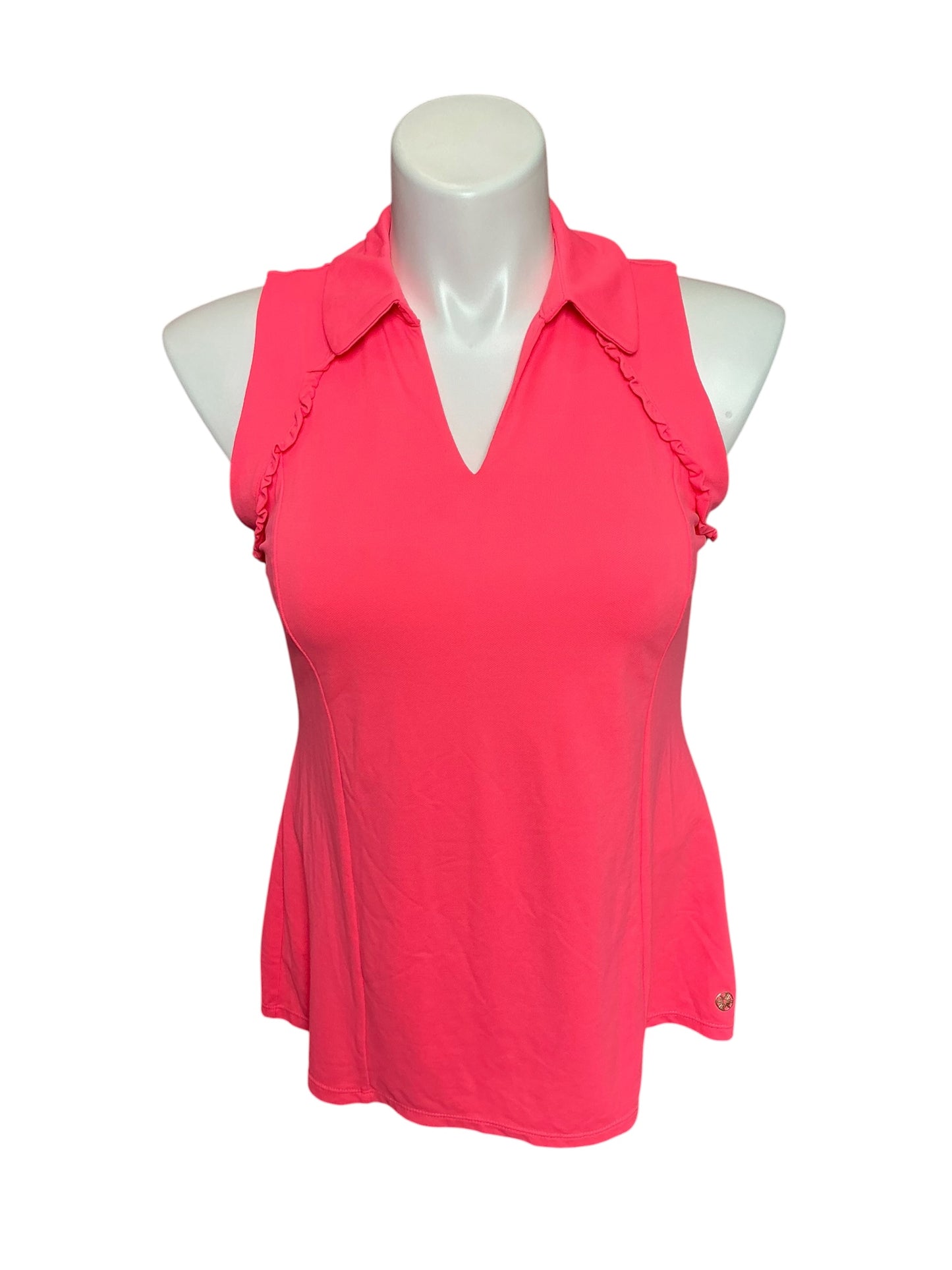 Lilly Pulitzer UPF 50+ Luxletic Martina Sleeveless Polo Top Coral Size L