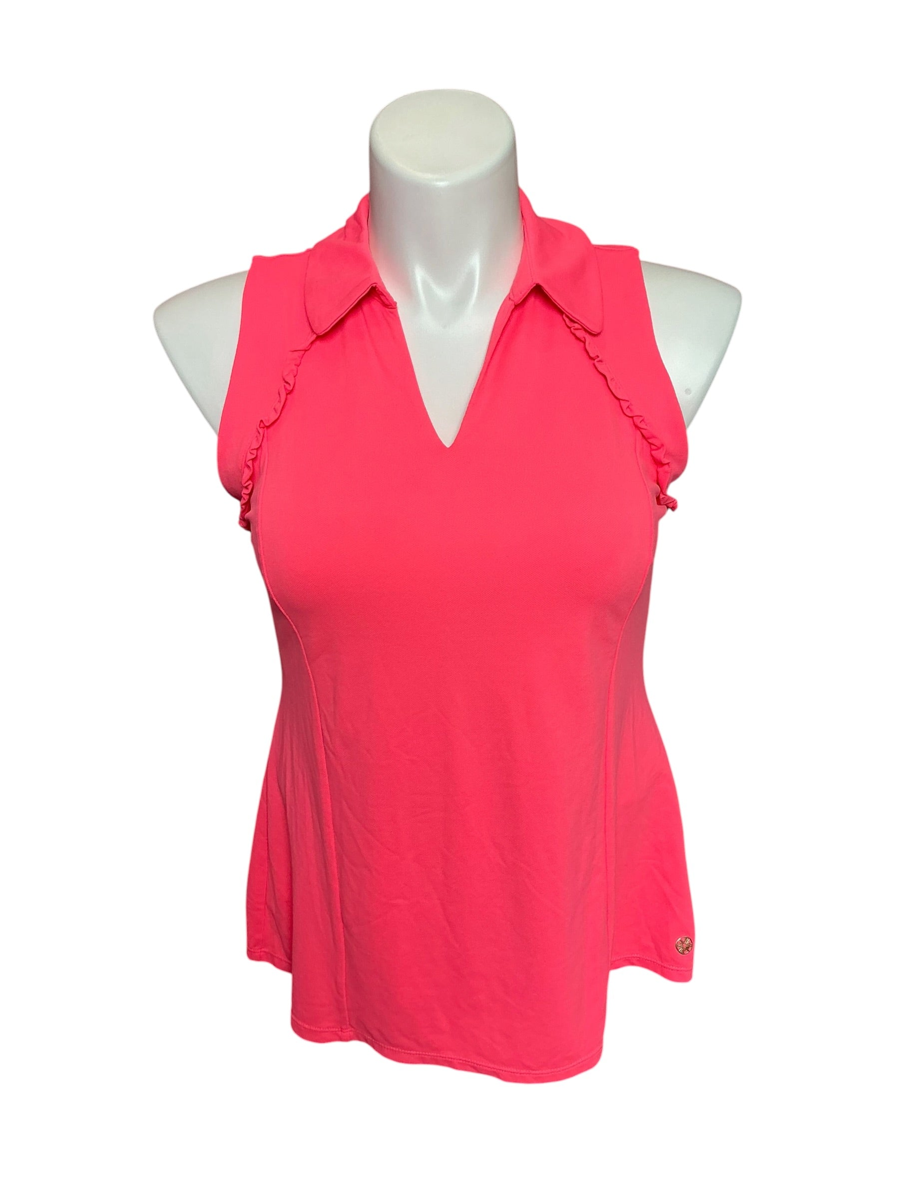 Lilly Pulitzer UPF 50+ Luxletic Martina Sleeveless Polo Top Coral Size L