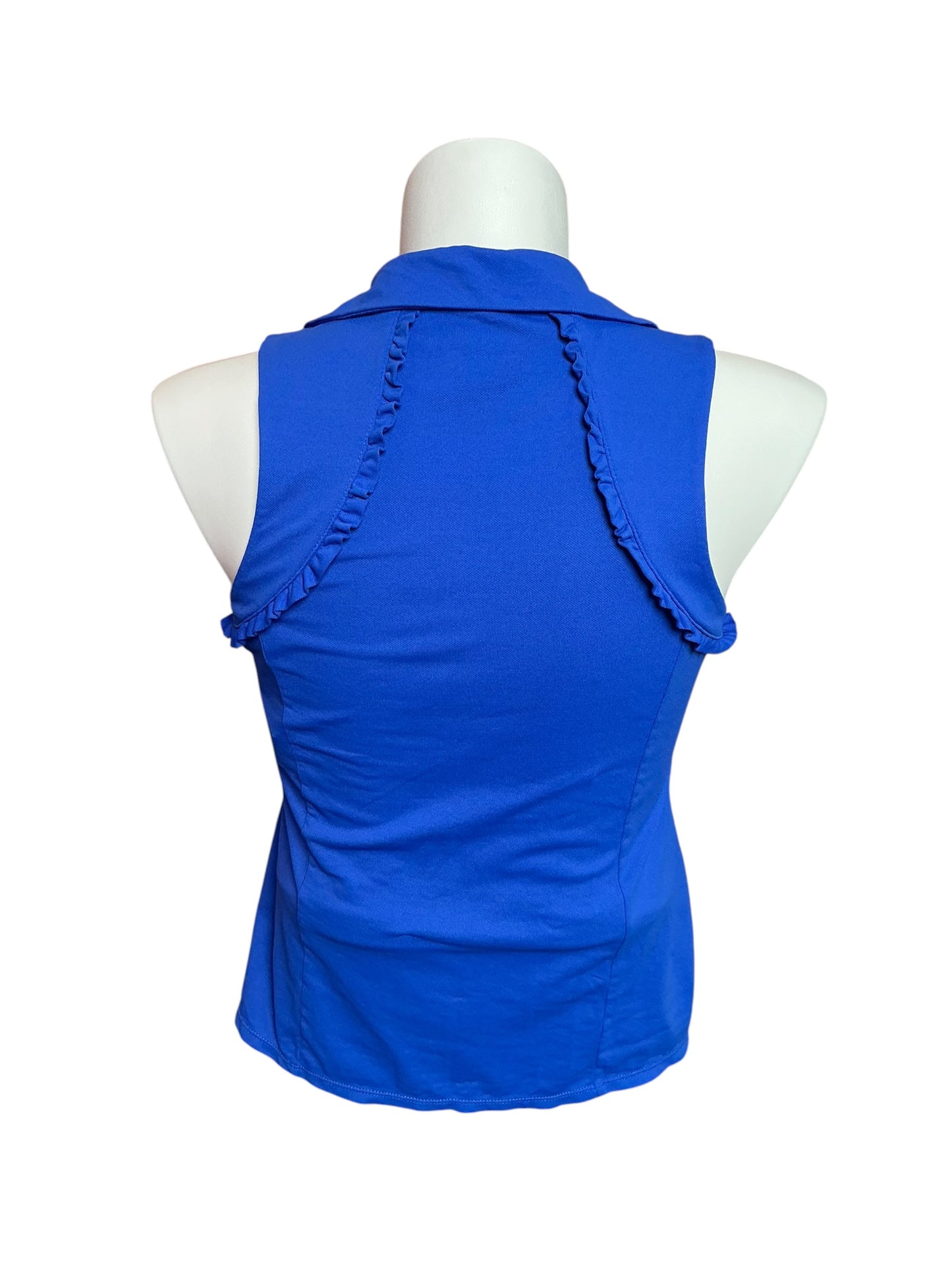 Lilly Pulitzer UPF 50+ Luxletic Martina Sleeveless Polo Top Solid Borealis Blue - Size L