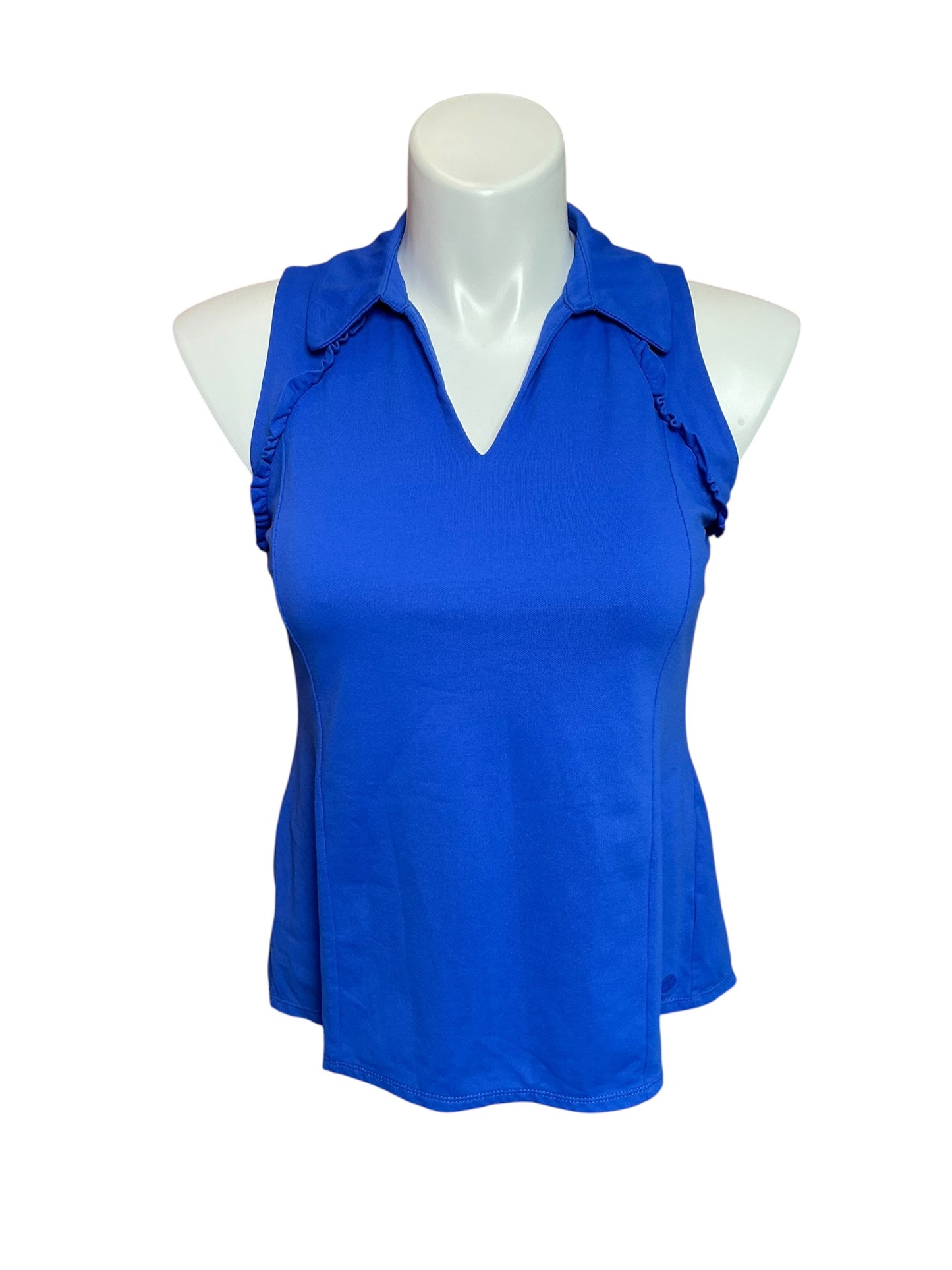Lilly Pulitzer UPF 50+ Luxletic Martina Sleeveless Polo Top Solid Borealis Blue - Size L