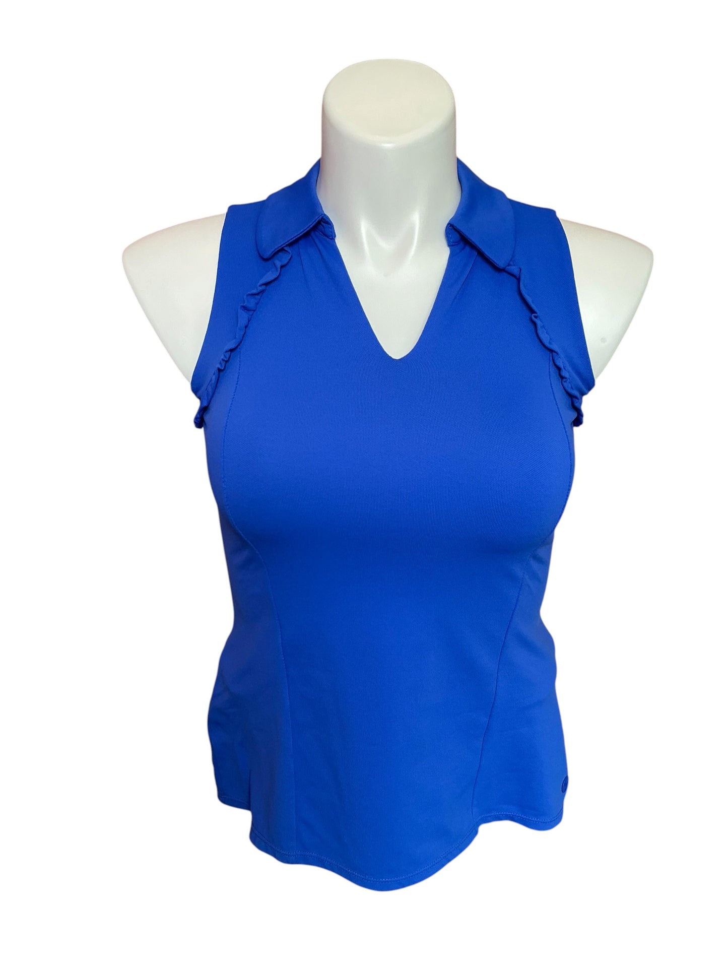 Lilly Pulitzer UPF 50+ Luxletic Martina Sleeveless Polo Top Solid Borealis Blue - Size XS