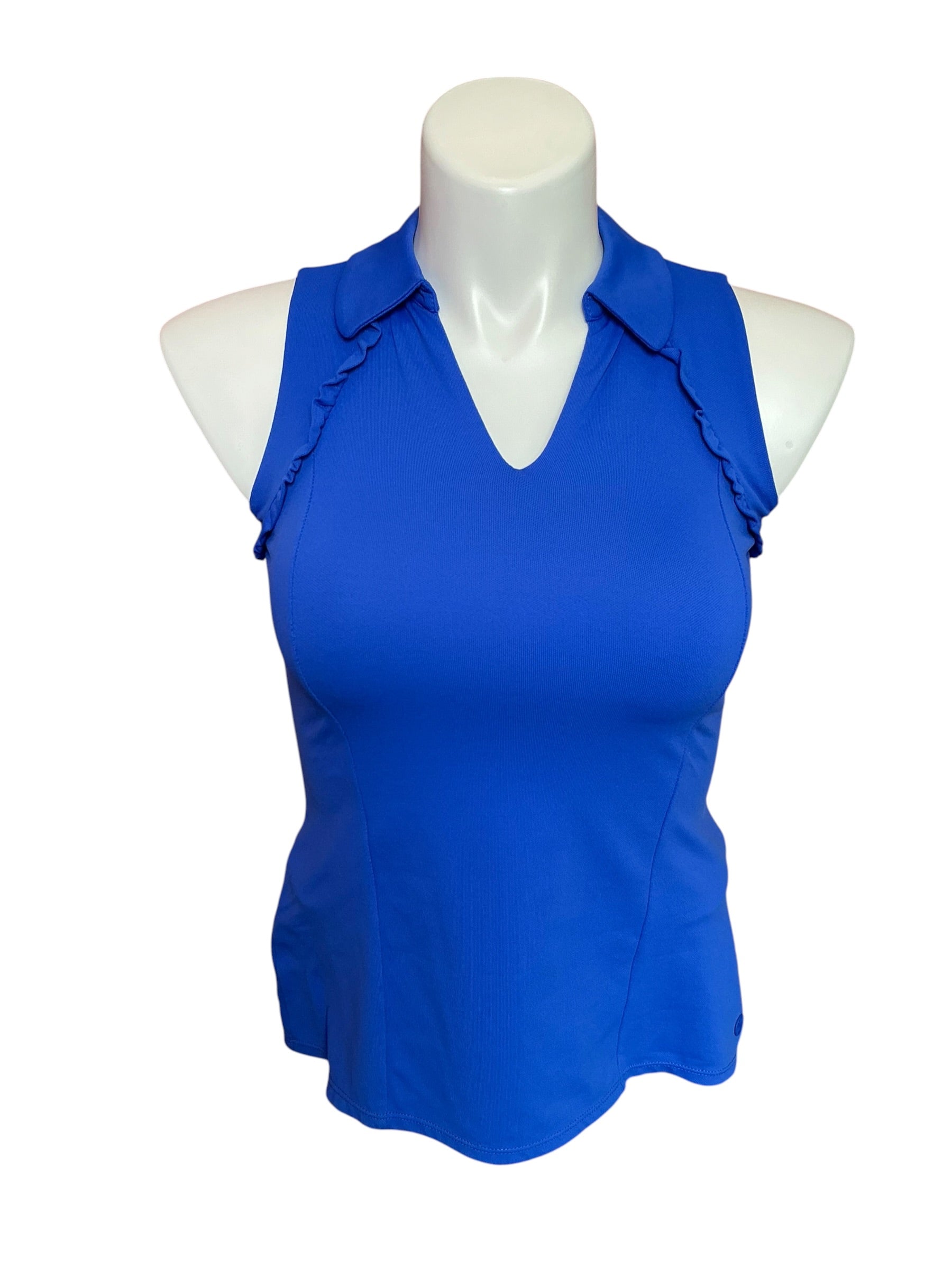 Lilly Pulitzer UPF 50+ Luxletic Martina Sleeveless Polo Top Solid Borealis Blue - Size XS