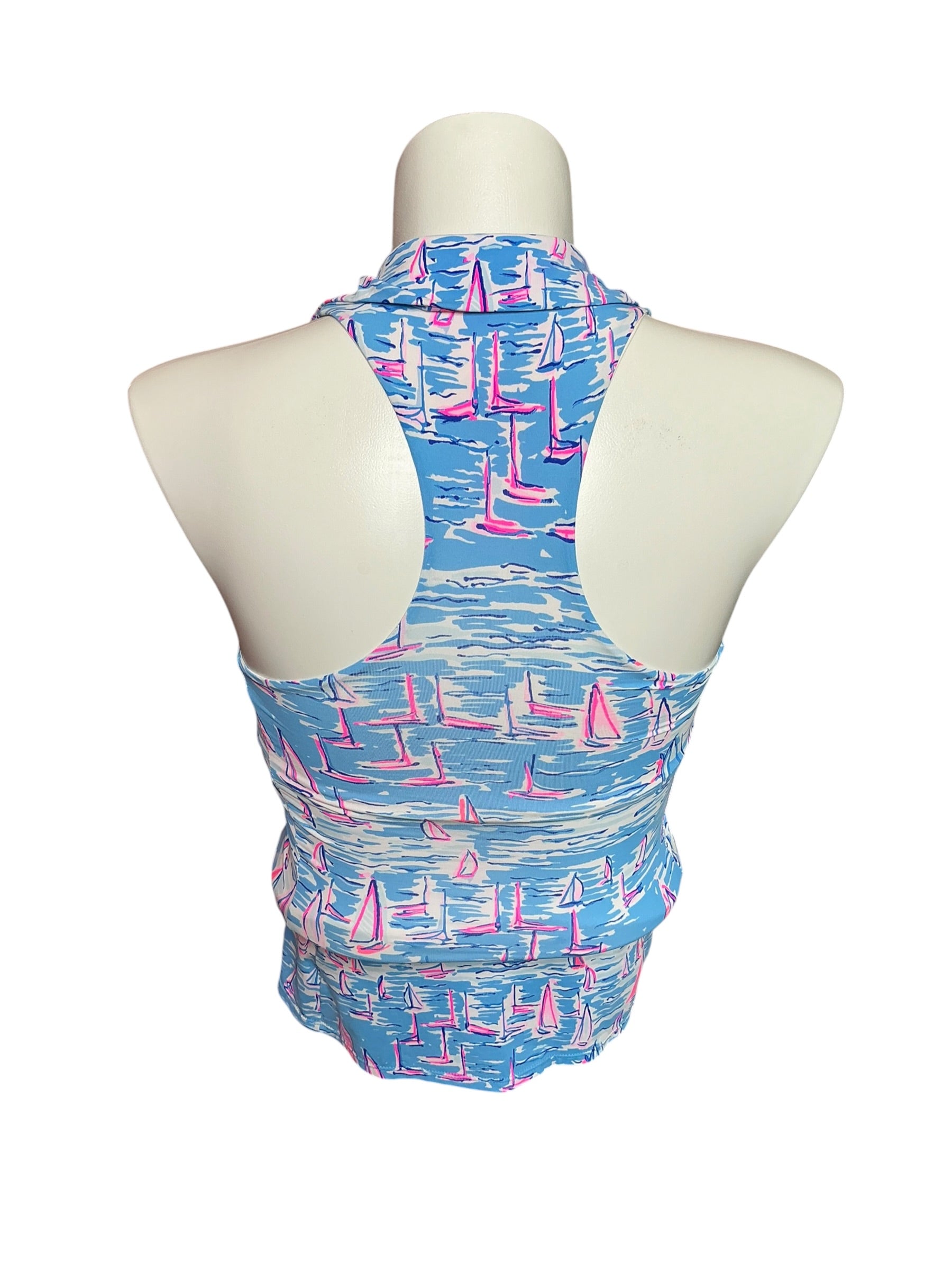 Lilly Pulitzer Luxeletic Bra Polo Top  Blue Boatylicious Size XXS