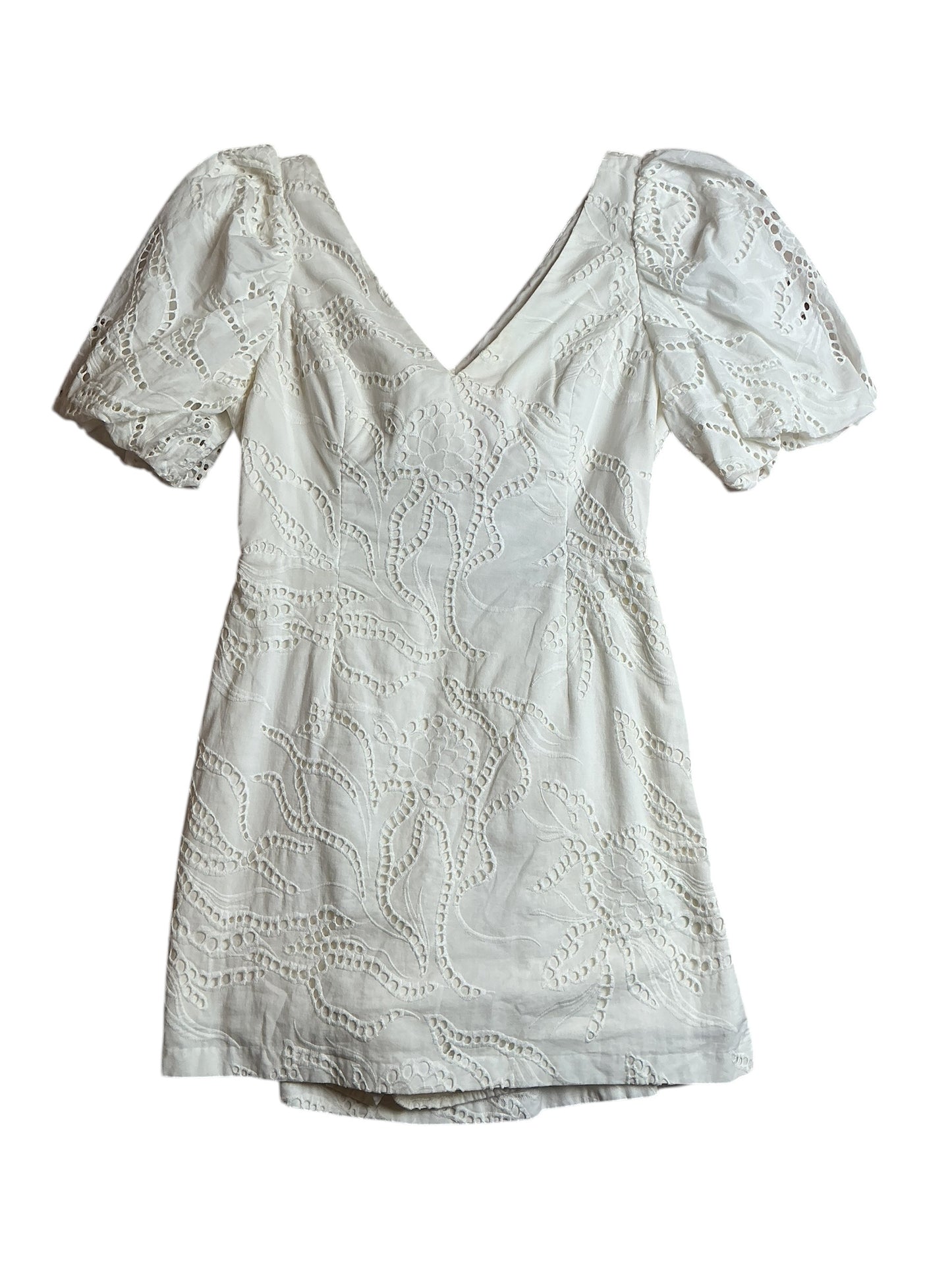 Lilly Pulitzer Celestina V-Neck Romper - Resort White Ladder Vine Eyelet - Size 12