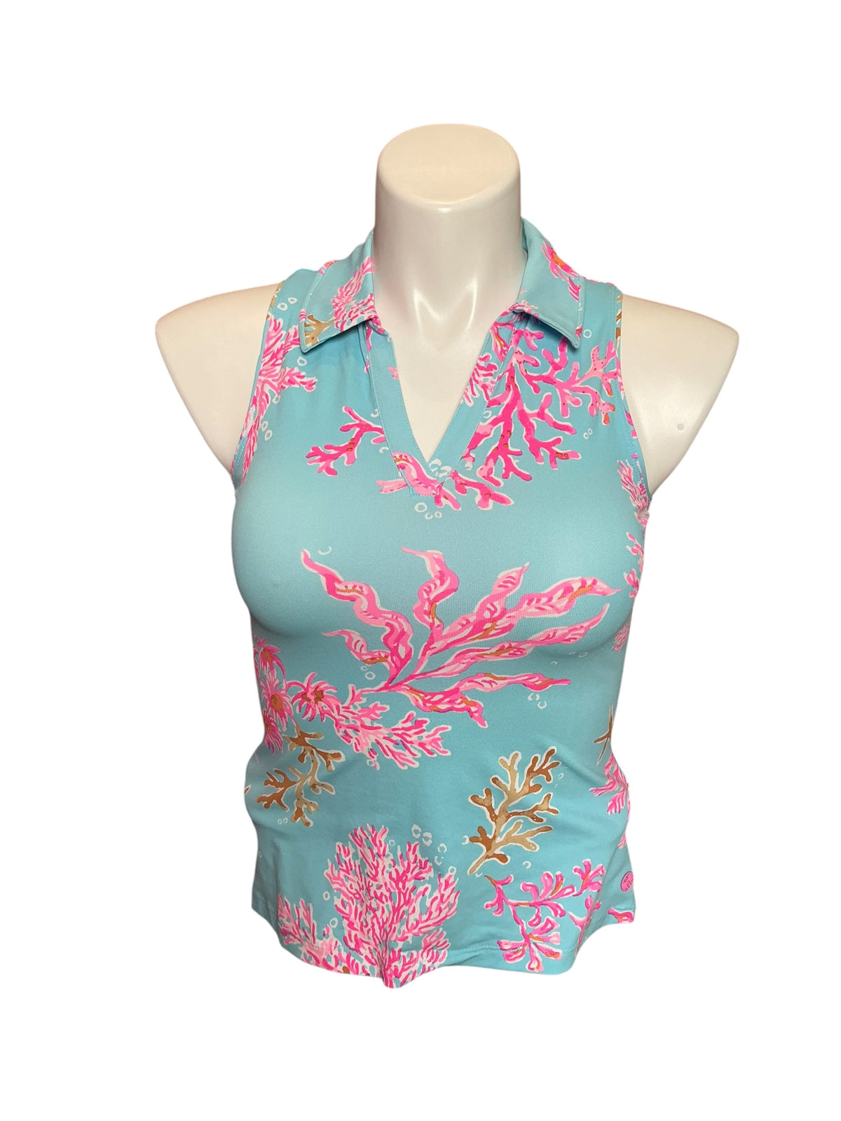 Lilly Pulitzer NWT Alister Polo UPF50+ Multi Royal Coral - Size S