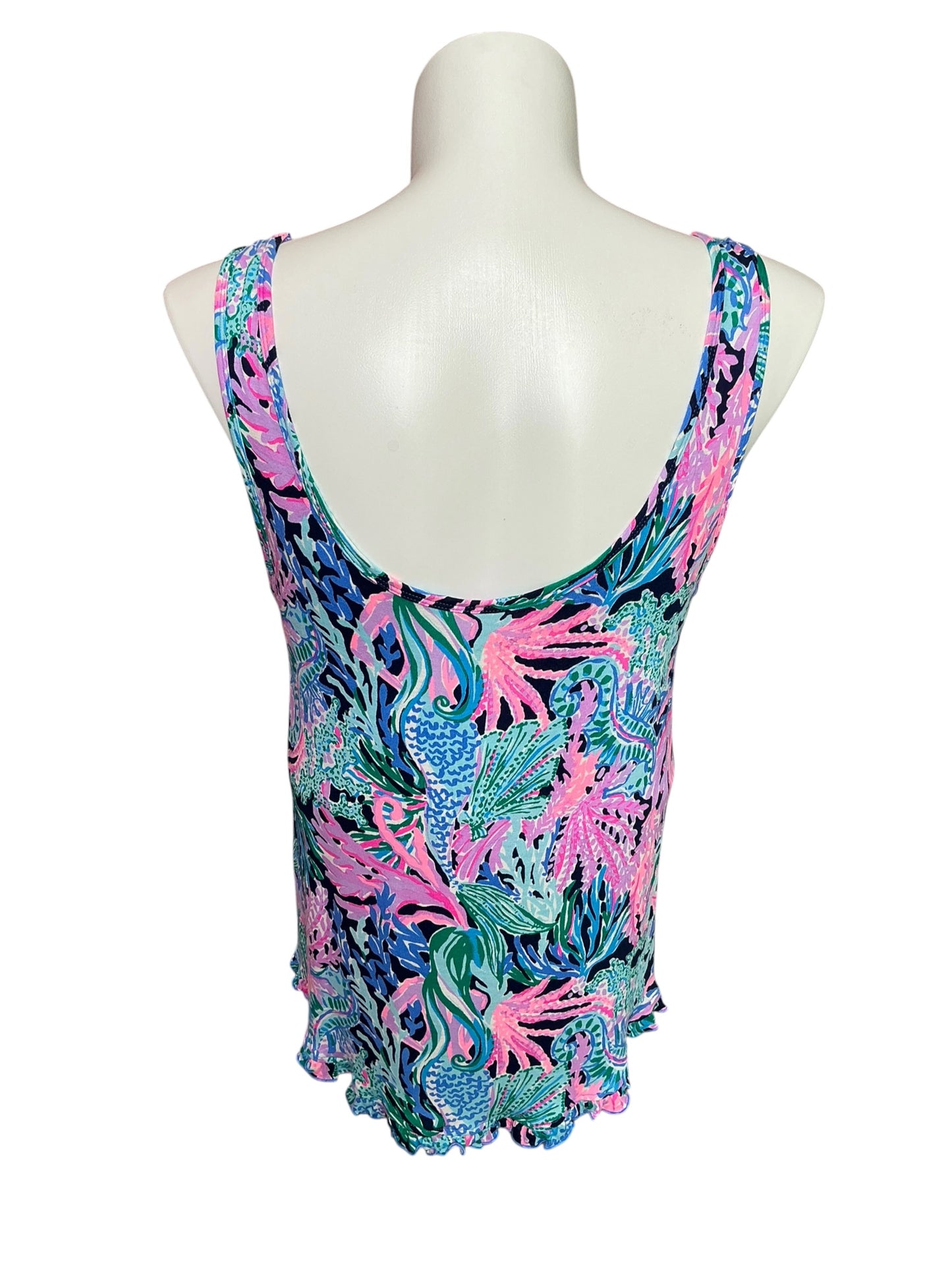 Lilly Pulitzer Ruffle PJ Top Navy Bringing Mermaid Back Size XL