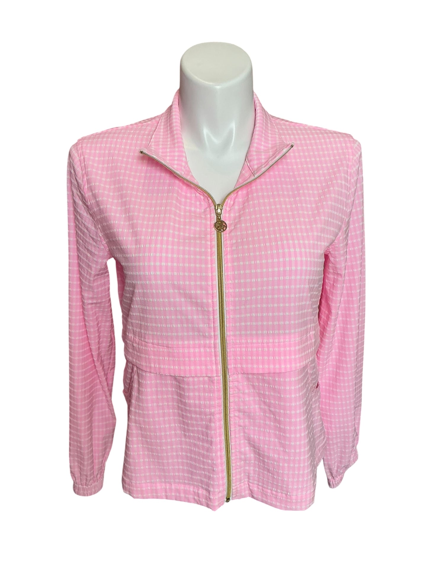 Lilly Pulitzer Luxeletic Cocos Jacket UPF50+ Performance Gingham Size M