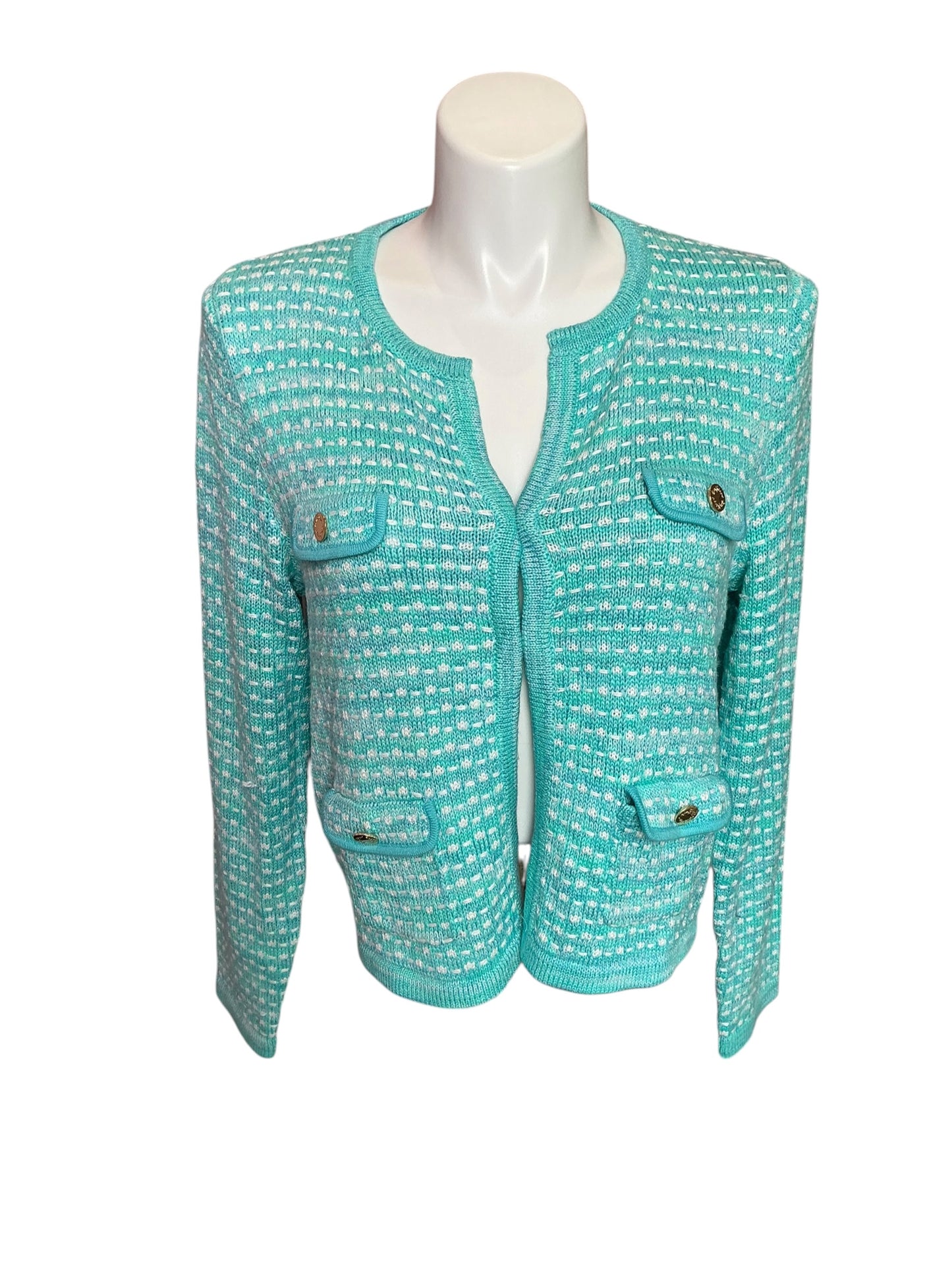 Lilly Pulitzer Kienna Cardigan Blue Horizon Metallic Size XL
