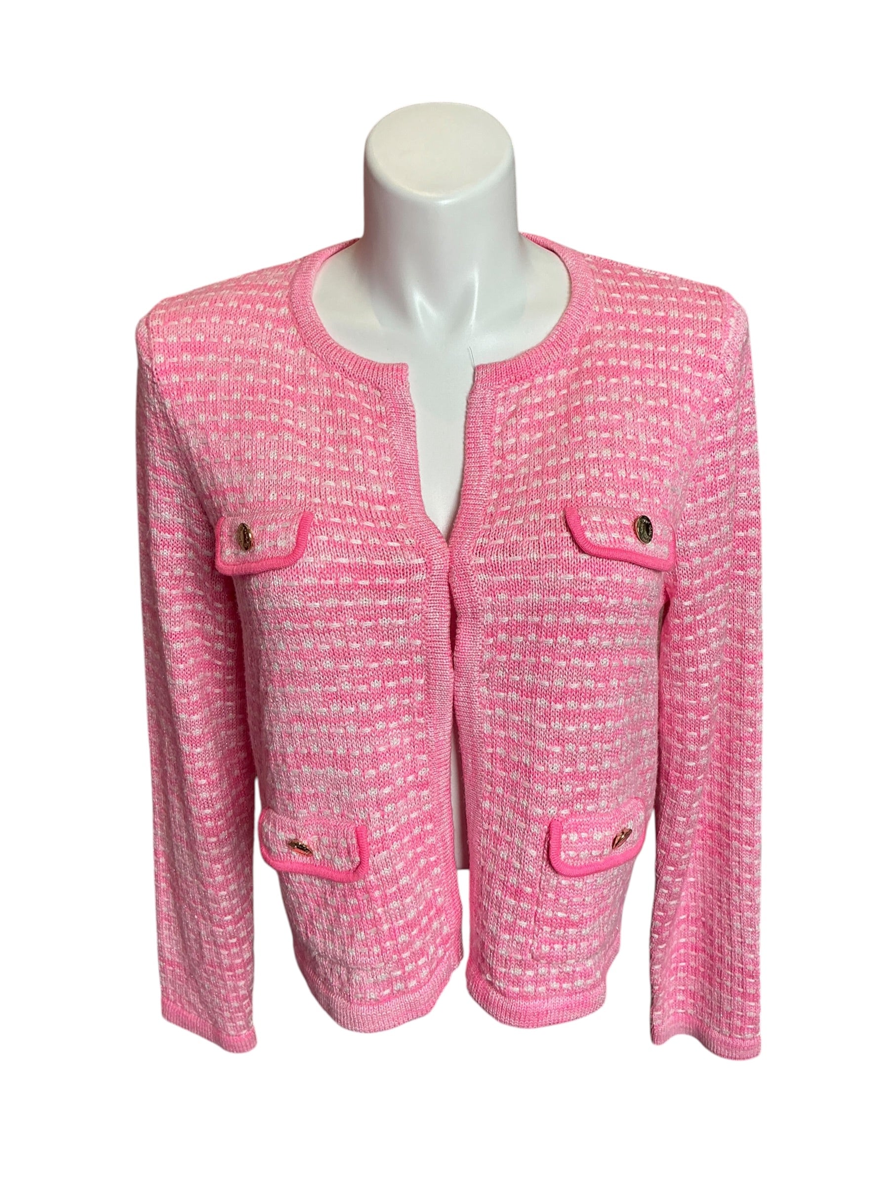 Lilly Pulitzer Kienna Cardigan Aura Pink Metallic Size XL