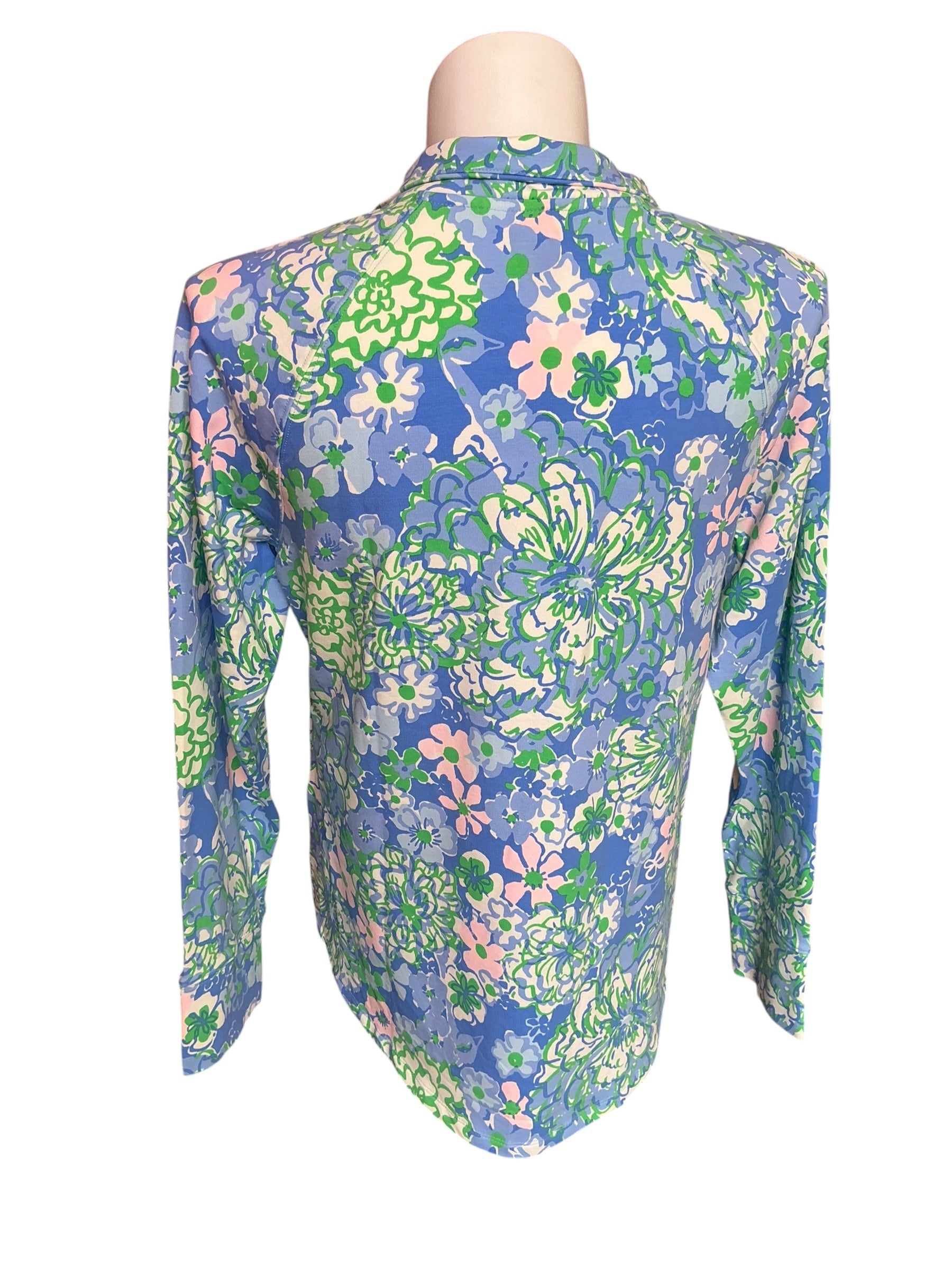 Lilly Pulitzer Skipper Popover Sunwashed Blue, Plumes in Bloom UPF50 NWT Size XL
