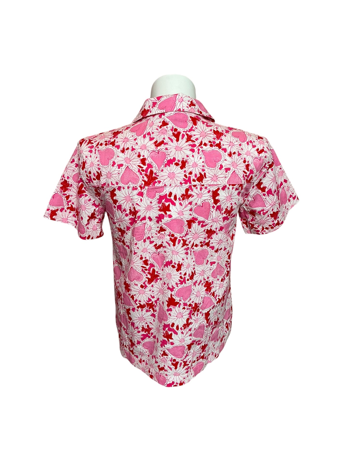 Lilly Pulitzer Mari PJ Button Up Top Dear Heart NWT Size M