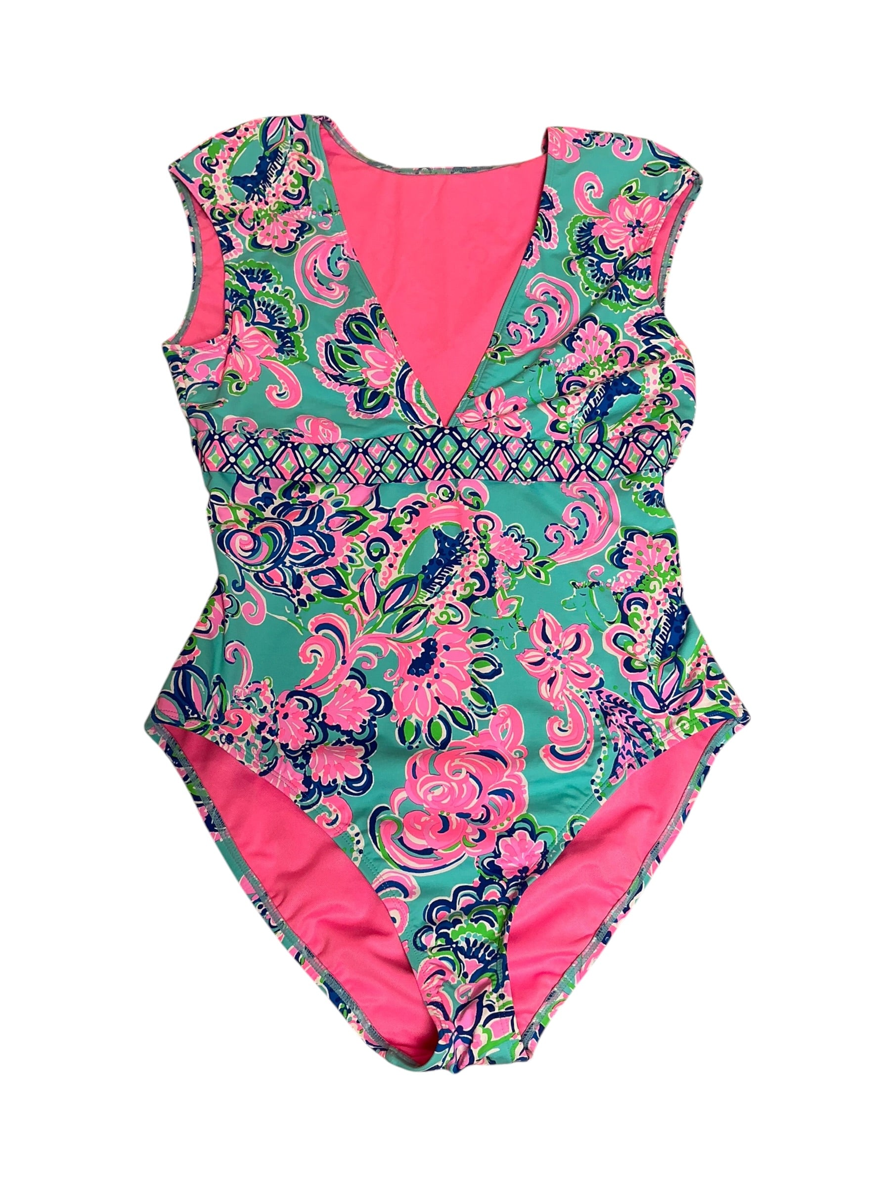 Lilly Pulitzer Imogen One Piece Swimsuit Blue Horizon Size 12