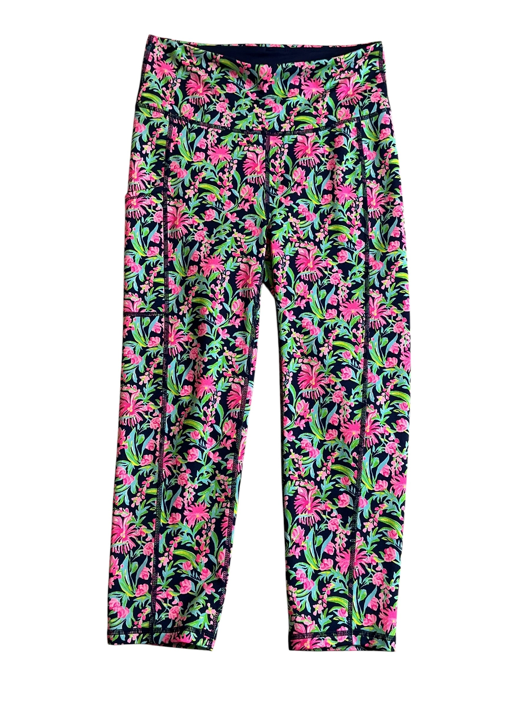 Lilly Pulitzer Weekender High Rise Crop Legging Low Tide Navy Garden Variety - Size S